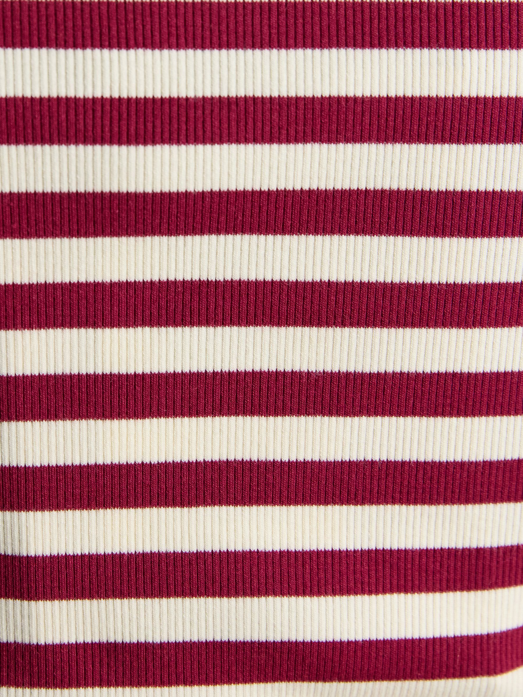 Sophie Burgundy Red/Cream Long Sleeve Striped Ribbed Fitted Top - Image 8 of 9