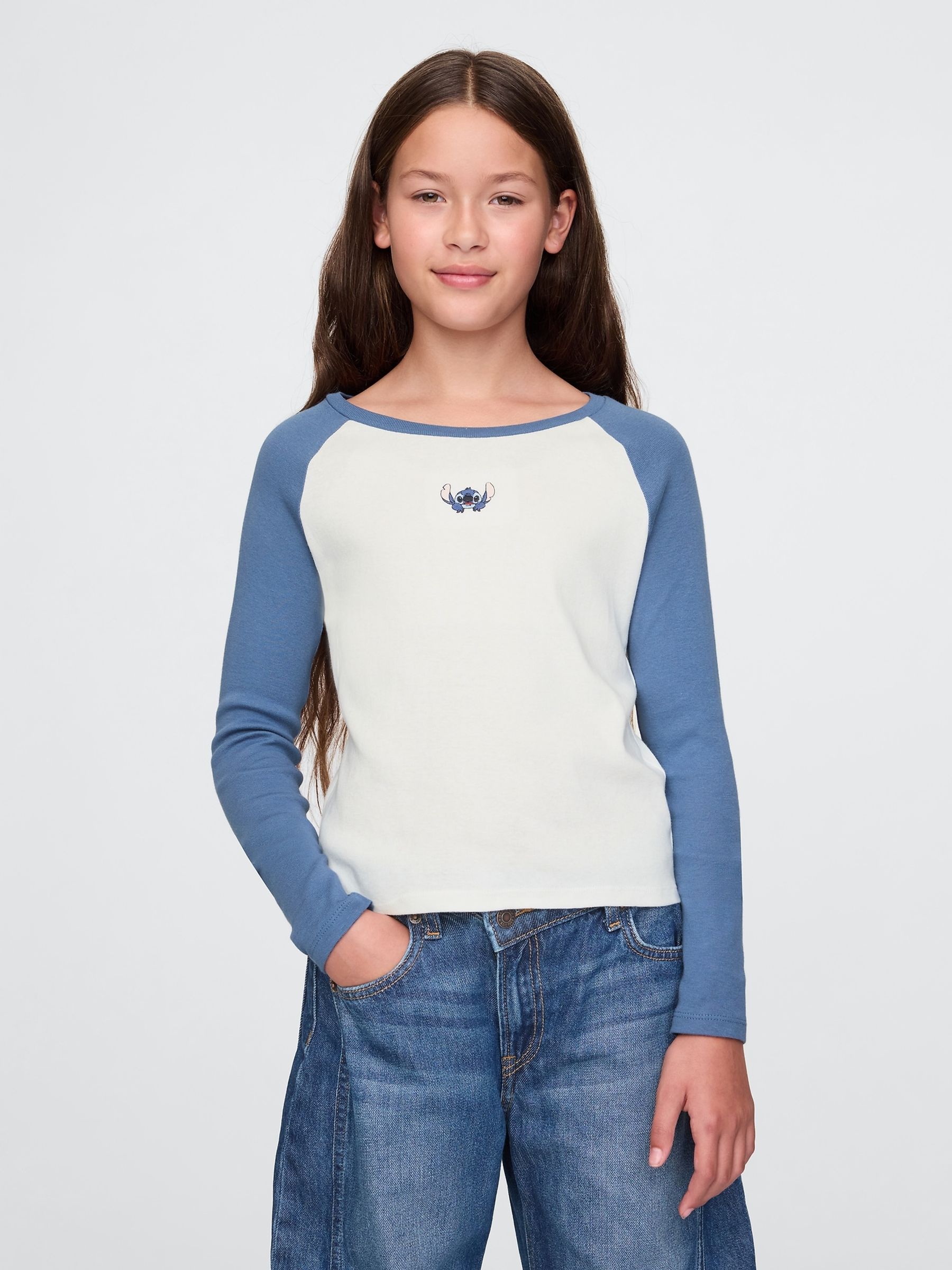 Blue Lilo Stitch Disney Raglan Long Sleeve T-Shirt (4-13yrs) Gap