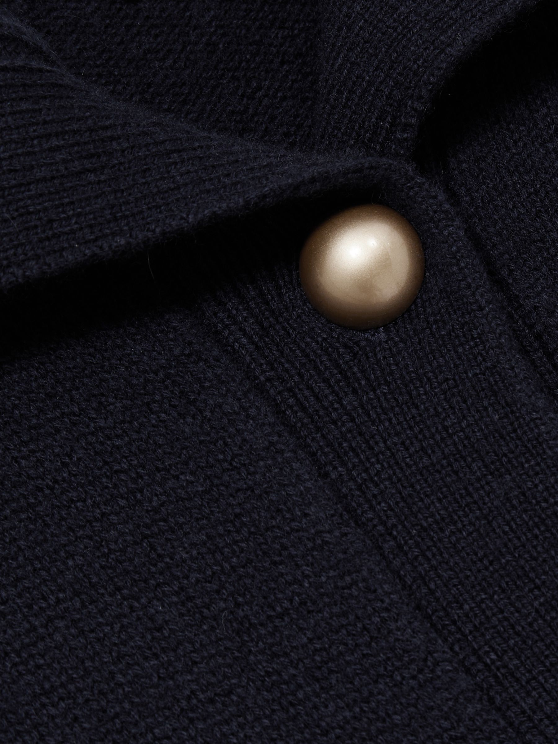 Wool-Cashmere Spread Collar Cardigan in Navy - Image 7 of 7