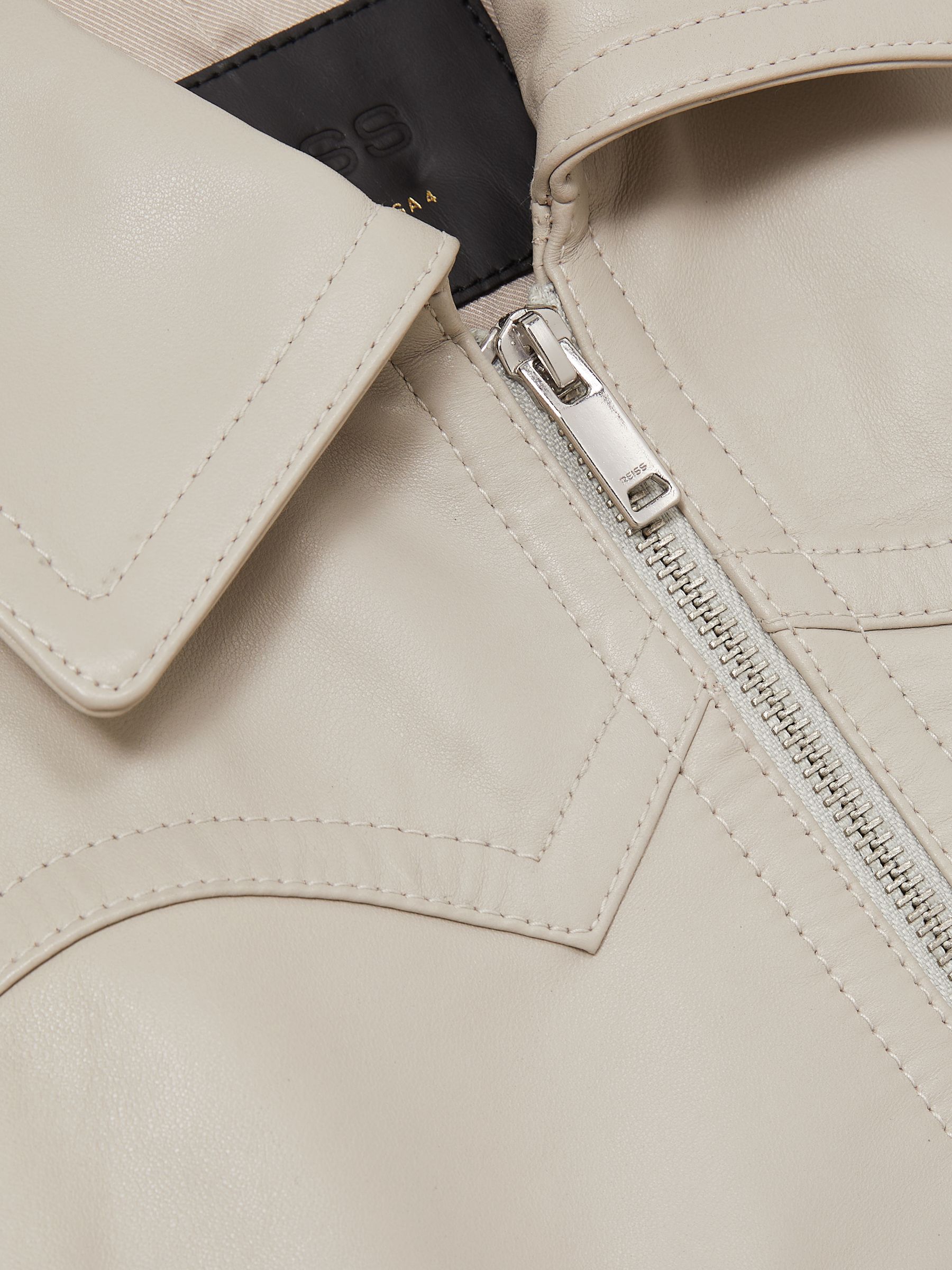 Leather Bomber Jacket in Grey - Image 7 of 7