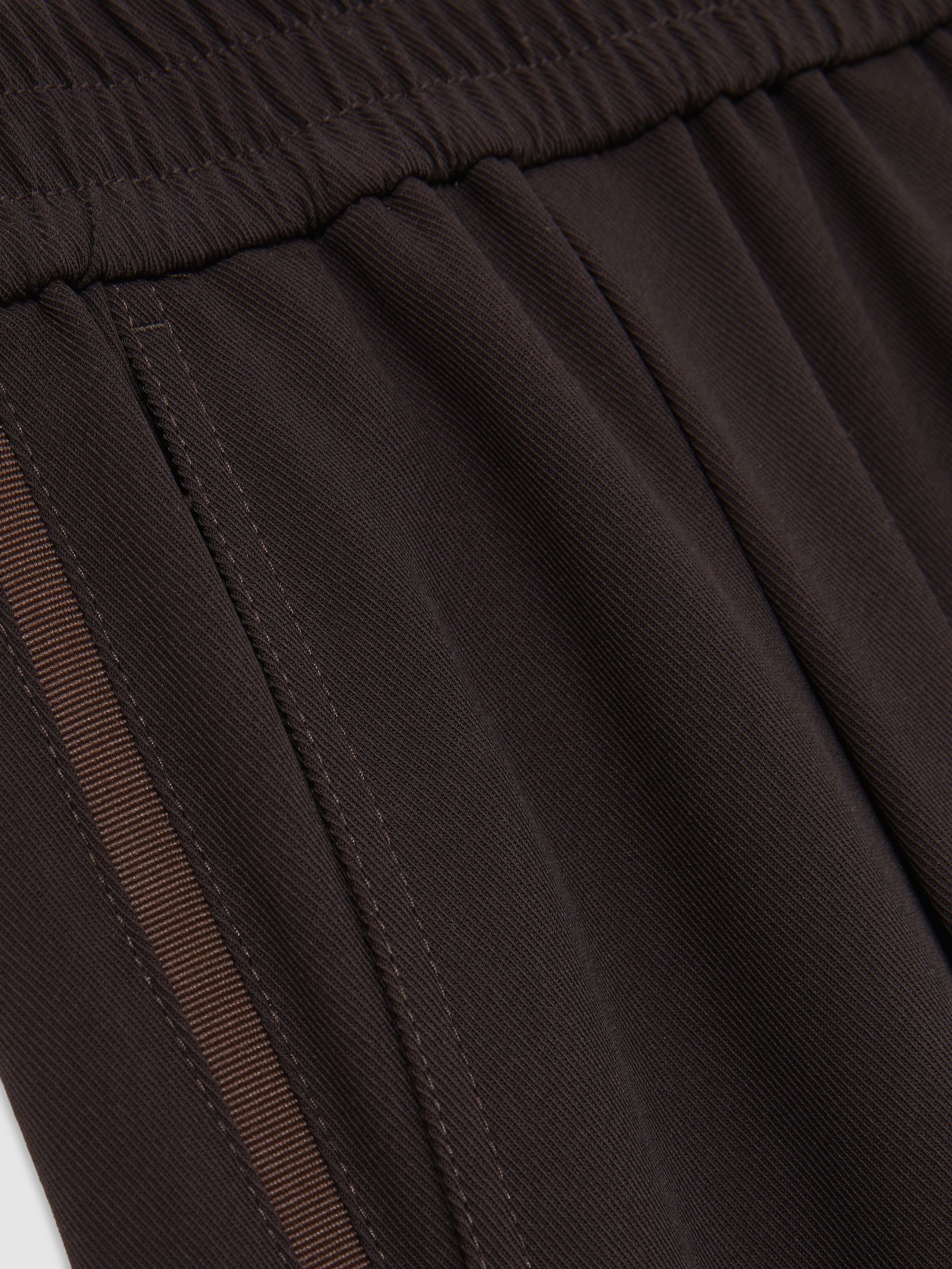 Petite Elasticated Side Stripe Wide Leg Trousers in Chocolate Brown - Image 6 of 7