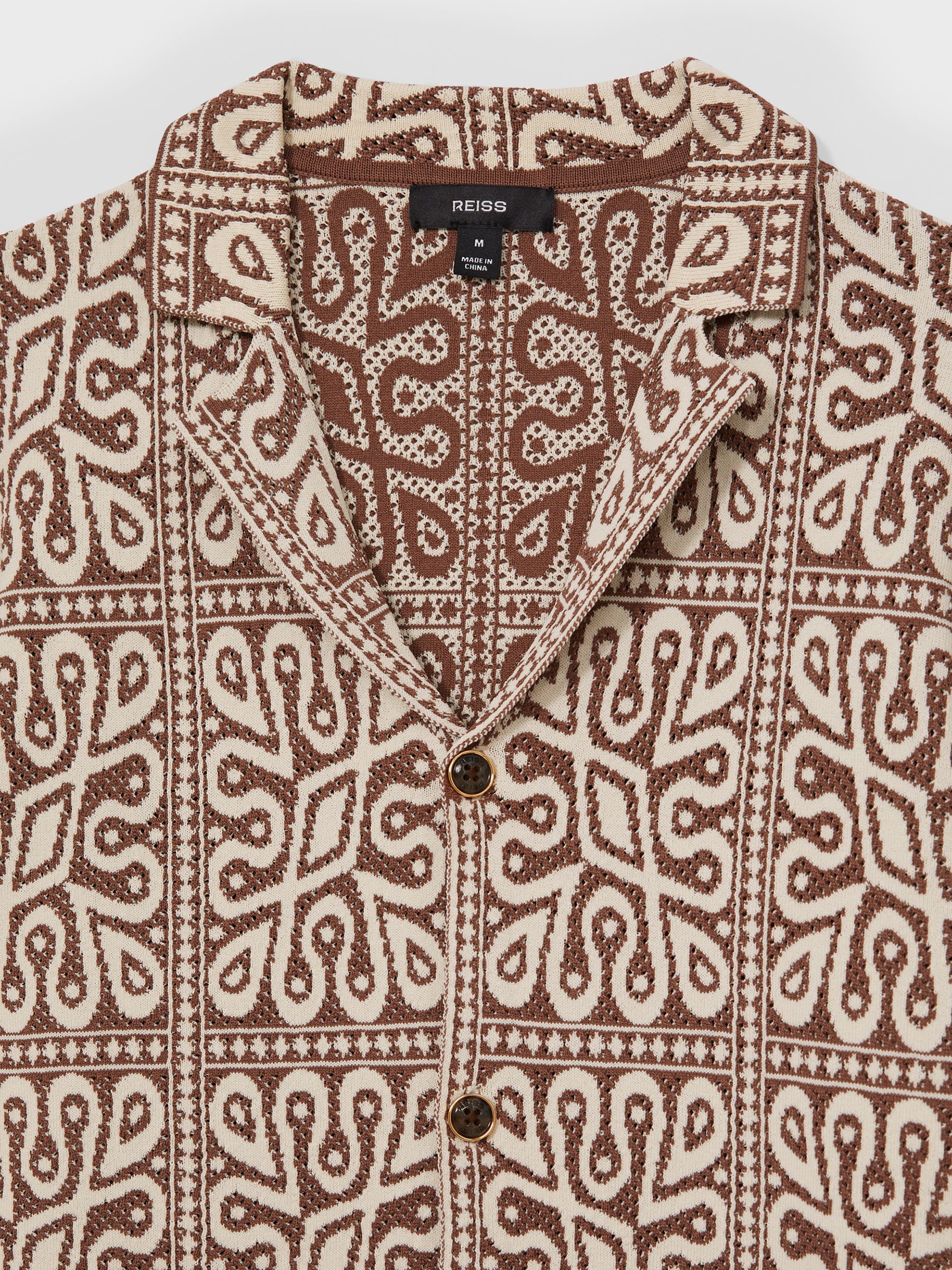 Tile Pattern Knit Shirt in Brown/White - Image 8 of 8