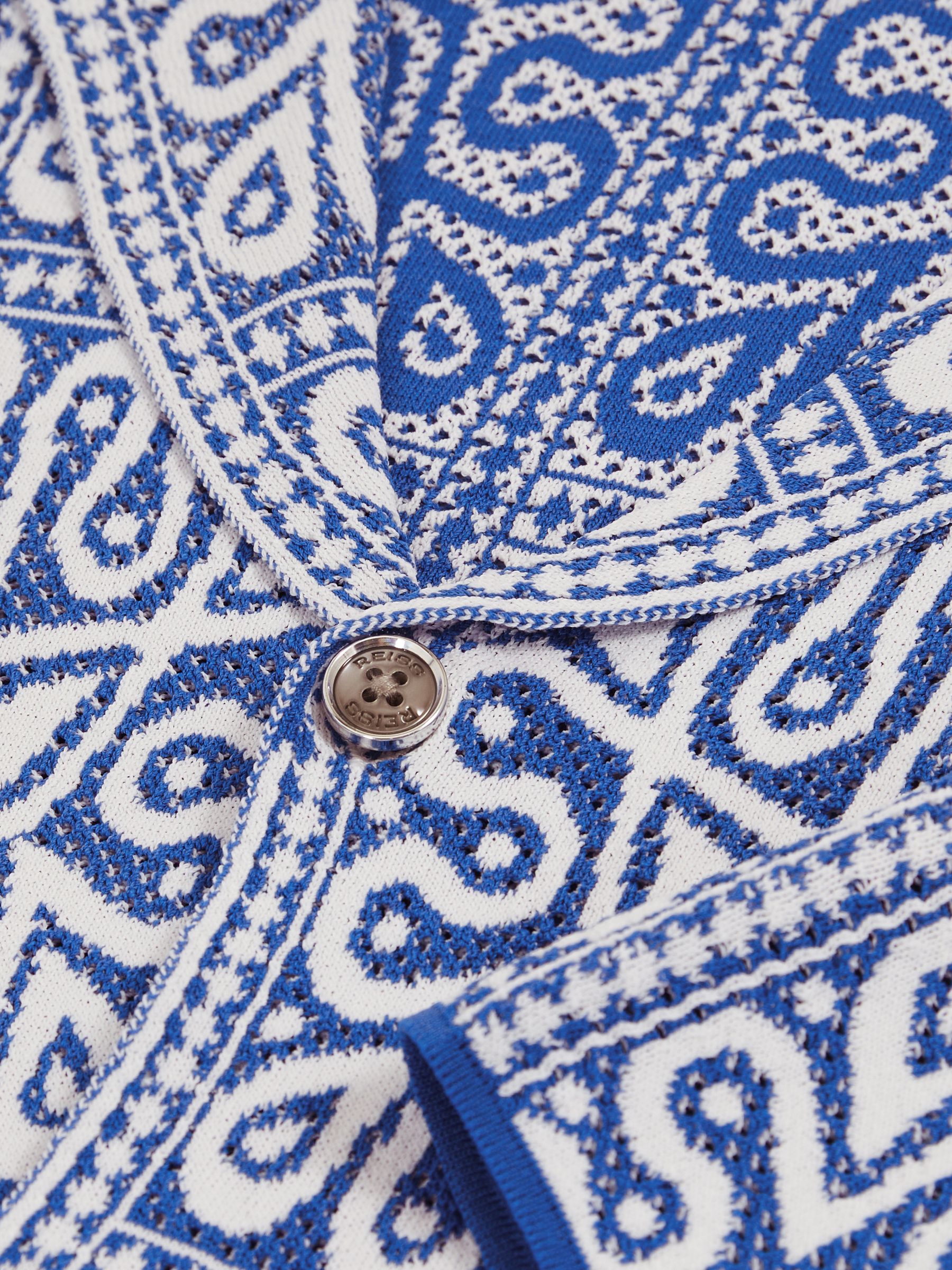 Tile Pattern Knit Shirt in Blue/White - Image 6 of 6