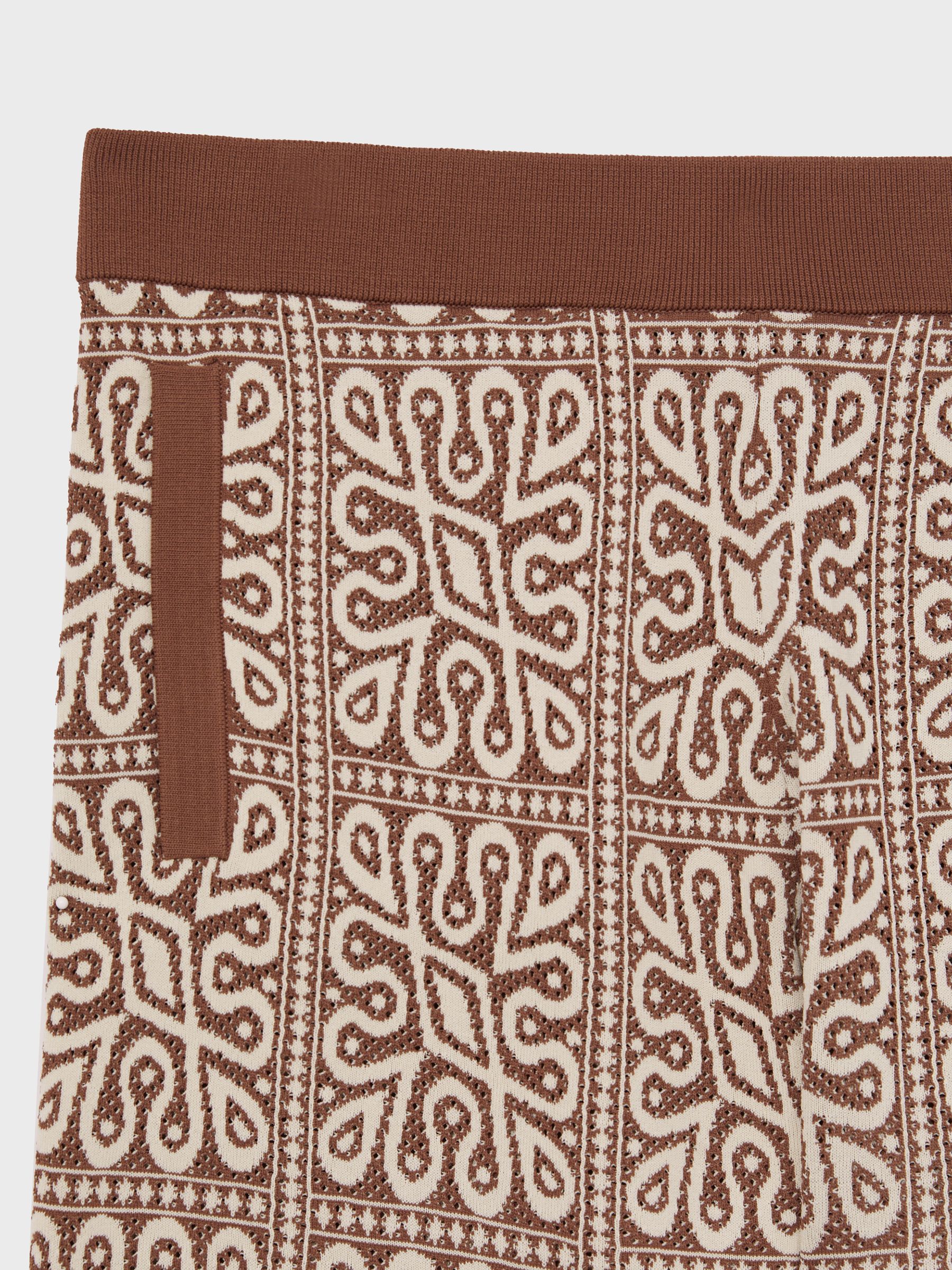 Tile Pattern Knit Shorts in Brown/White - Image 6 of 6
