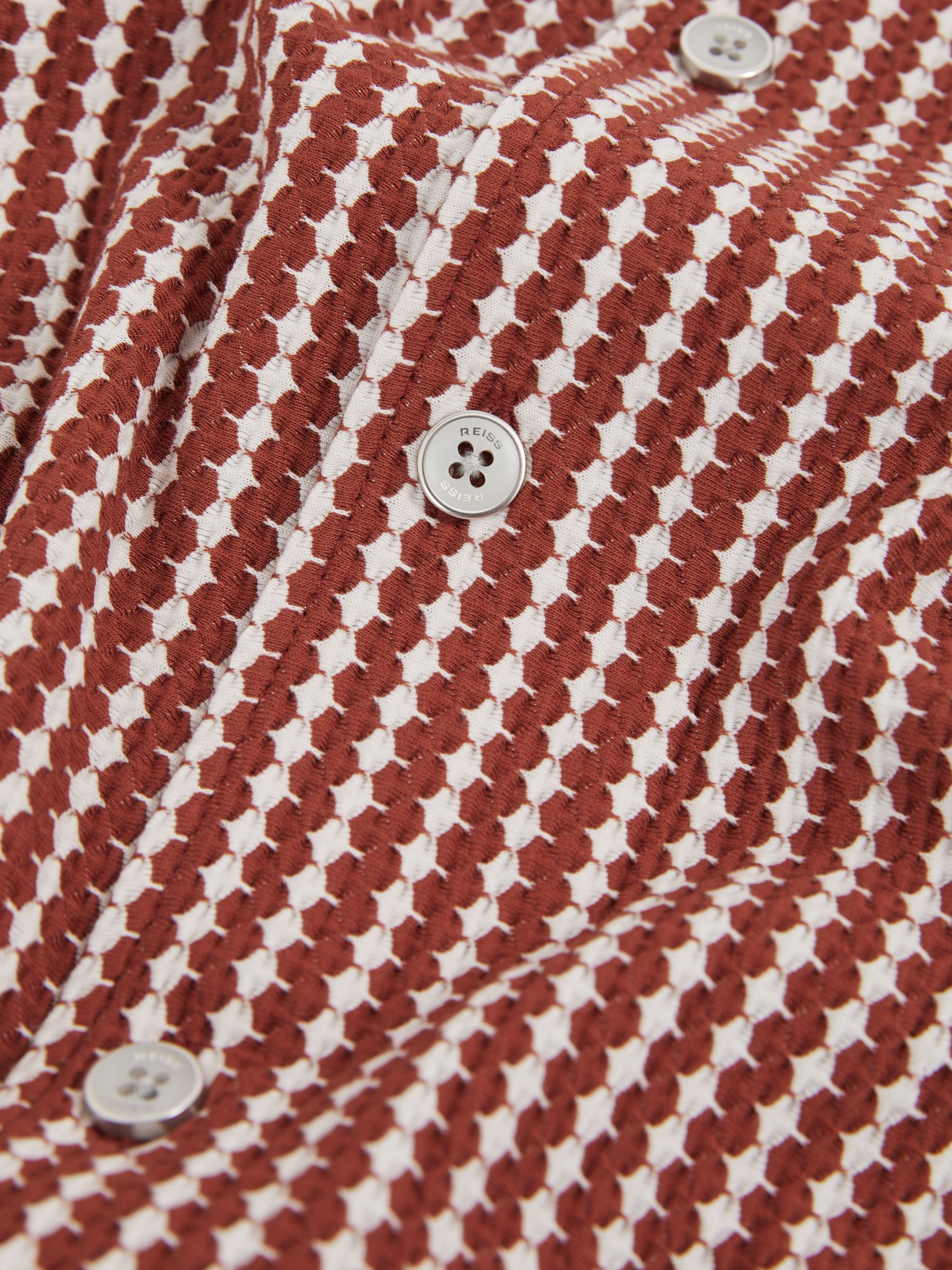 Textured-Stripe Cuban-Collar Shirt in Rust Red/White - Image 6 of 6