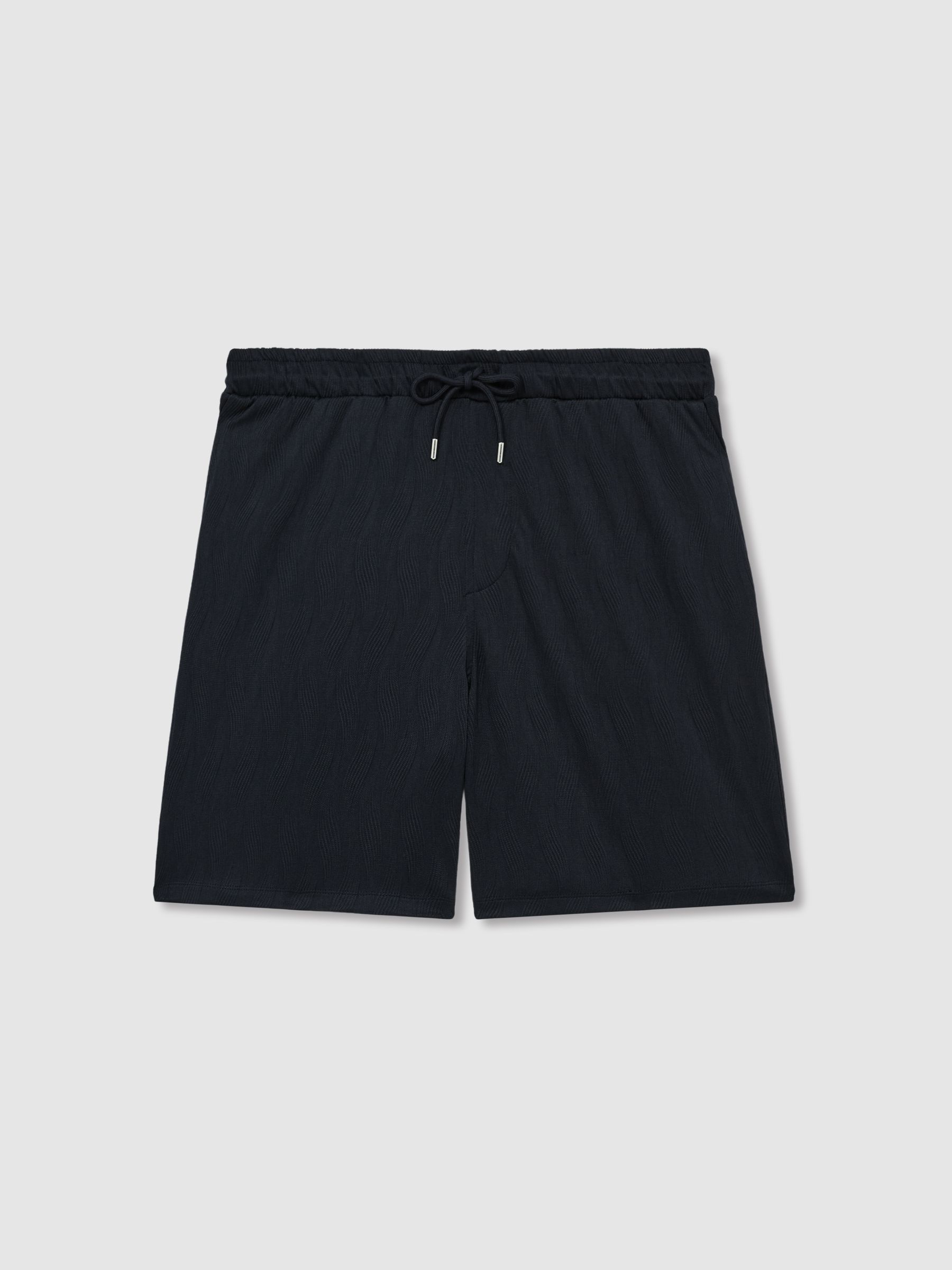 Wave Jacquard Drawstring Shorts in Navy - Image 2 of 6