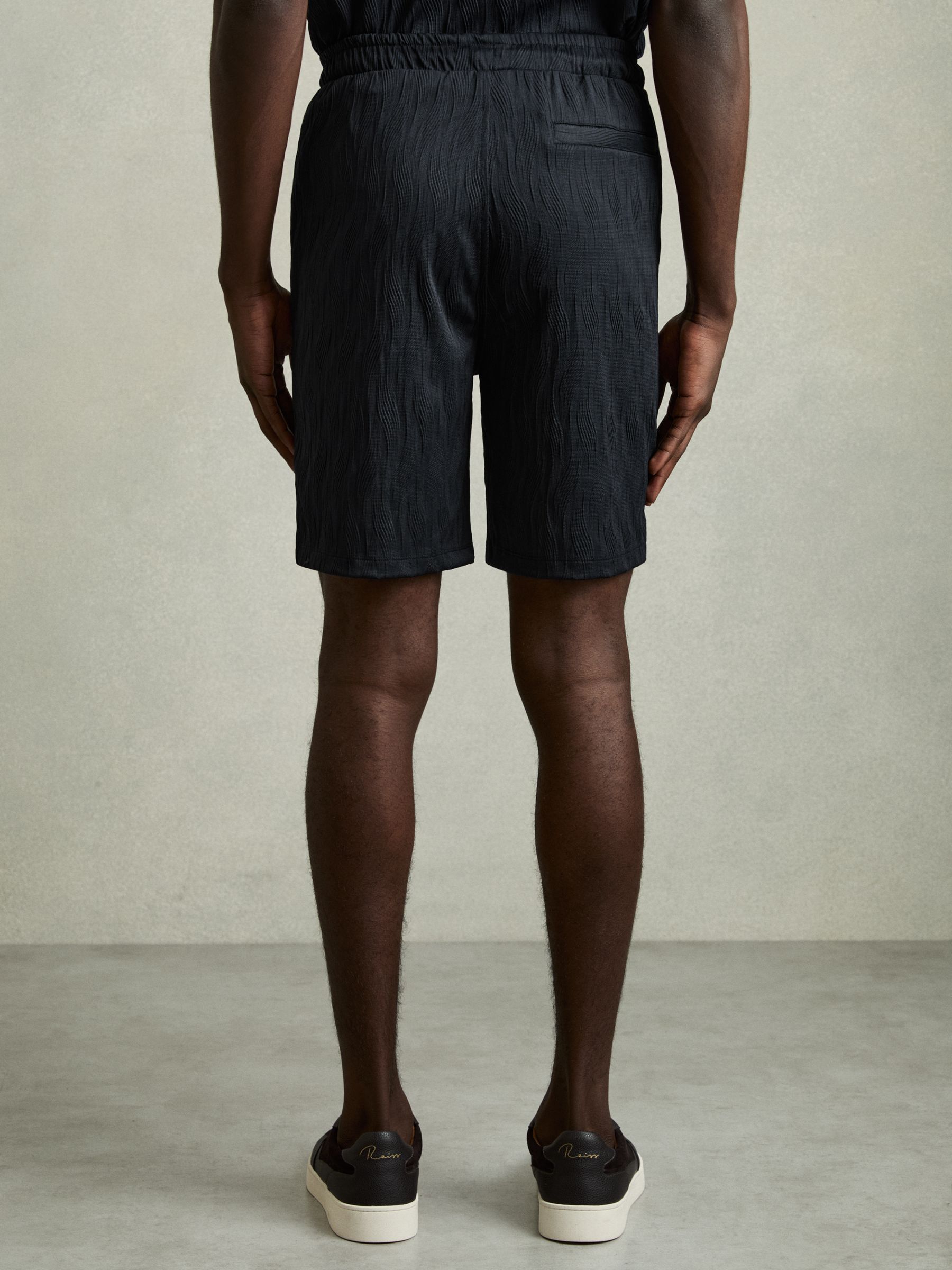 Wave Jacquard Drawstring Shorts in Navy - Image 5 of 6