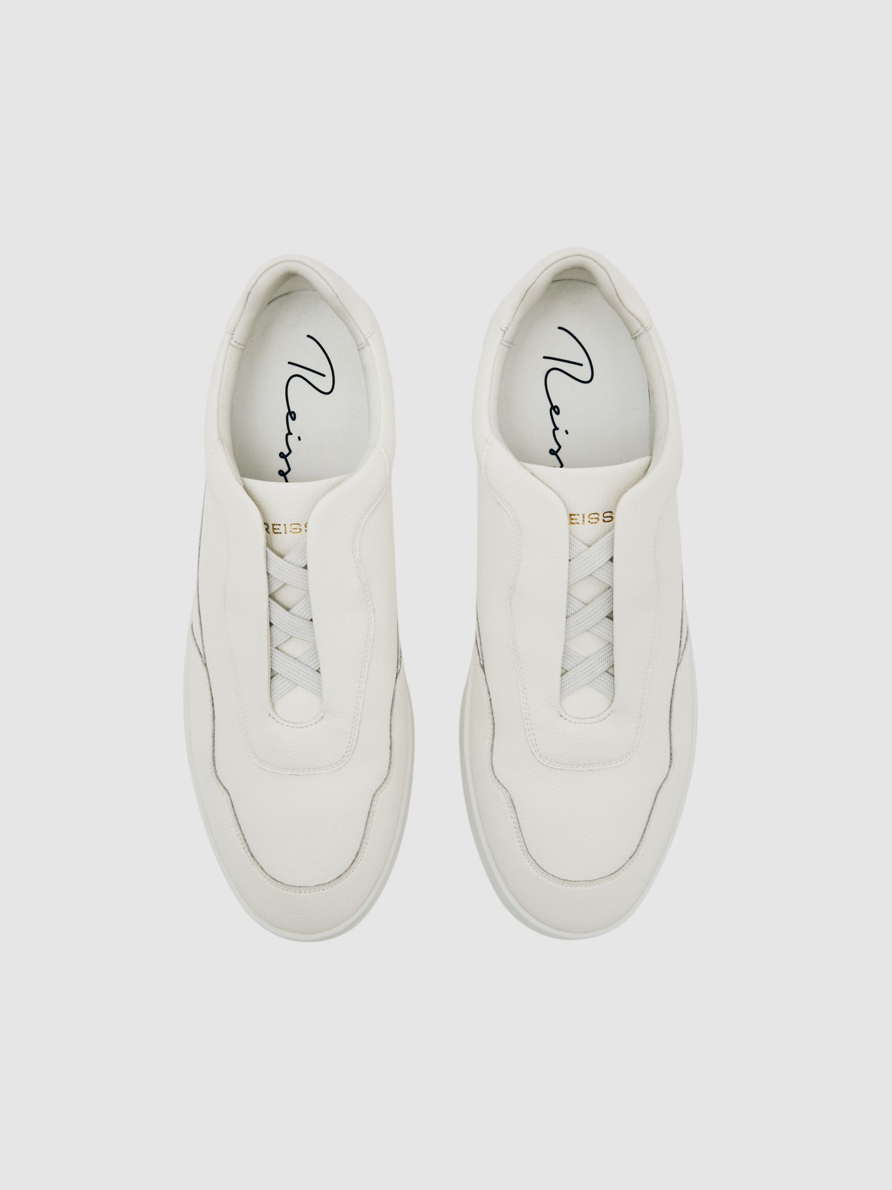 Leather Elasticated-Lace Trainers in White - image 4