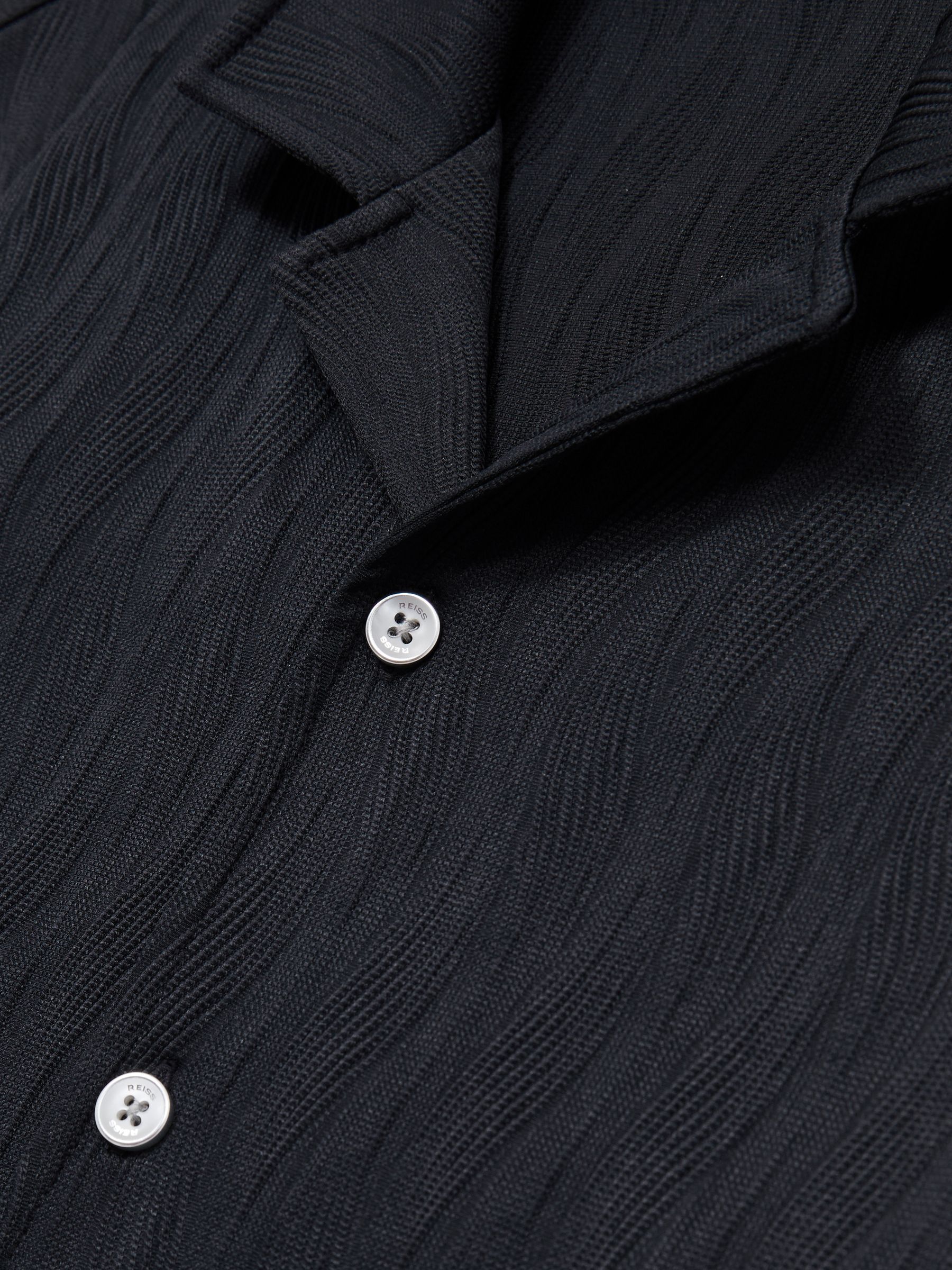 Wave-Jacquard Cuban-Collar Shirt in Navy - Image 6 of 6
