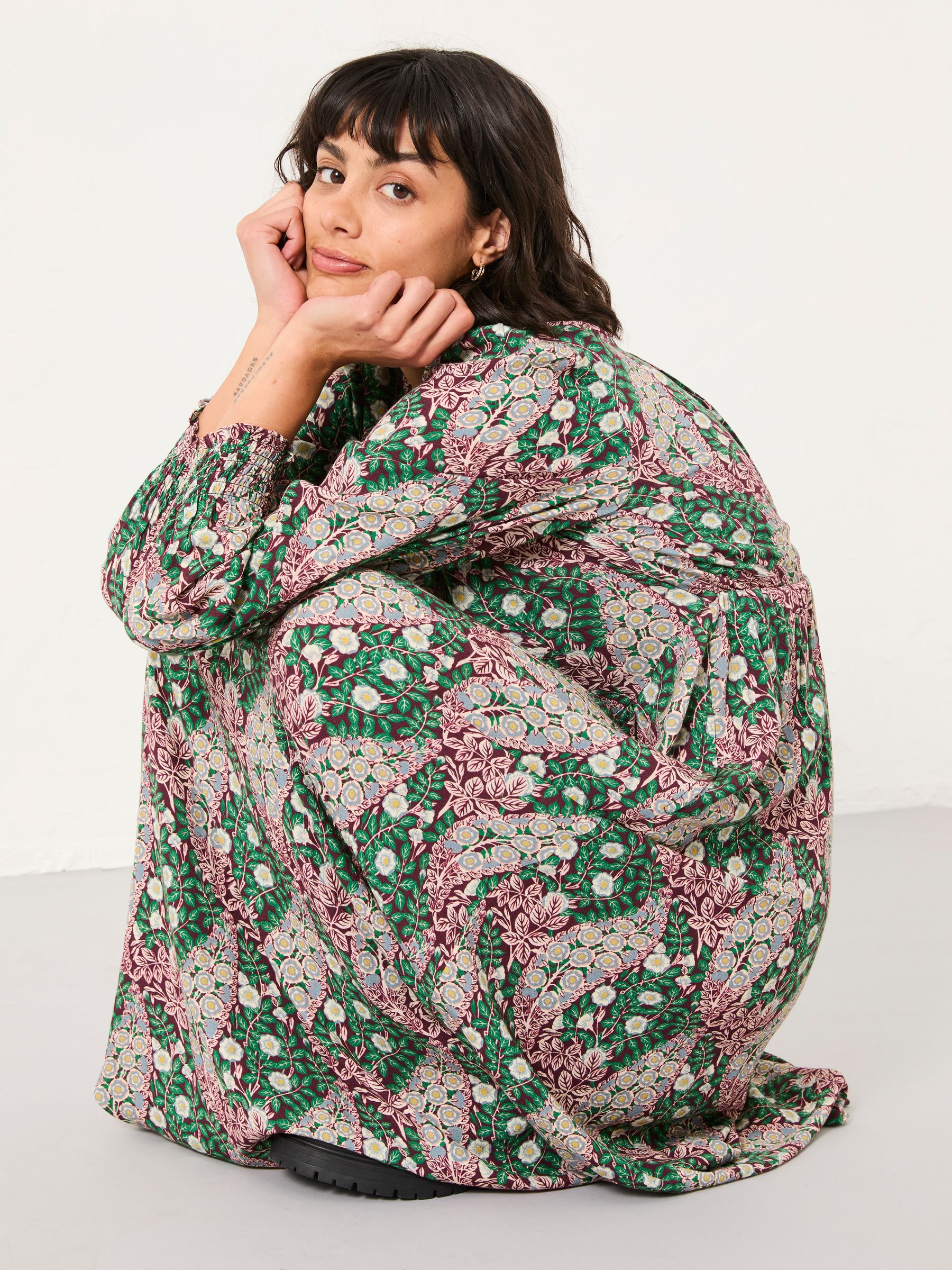 Multi Regular Japanese Rose Midi Dress - Image 4 of 6