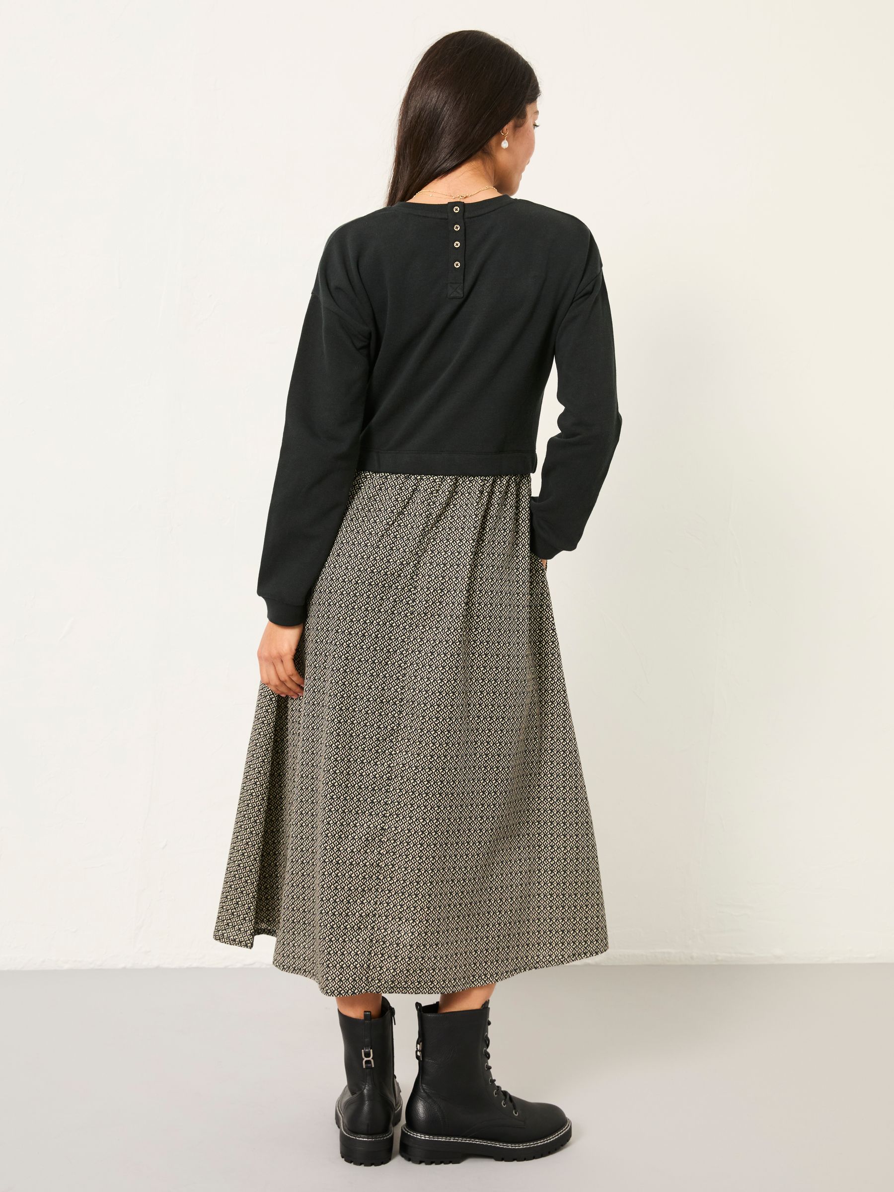 Nia Dark Natural Ikat Geo Regular Midi Dress - Image 2 of 5