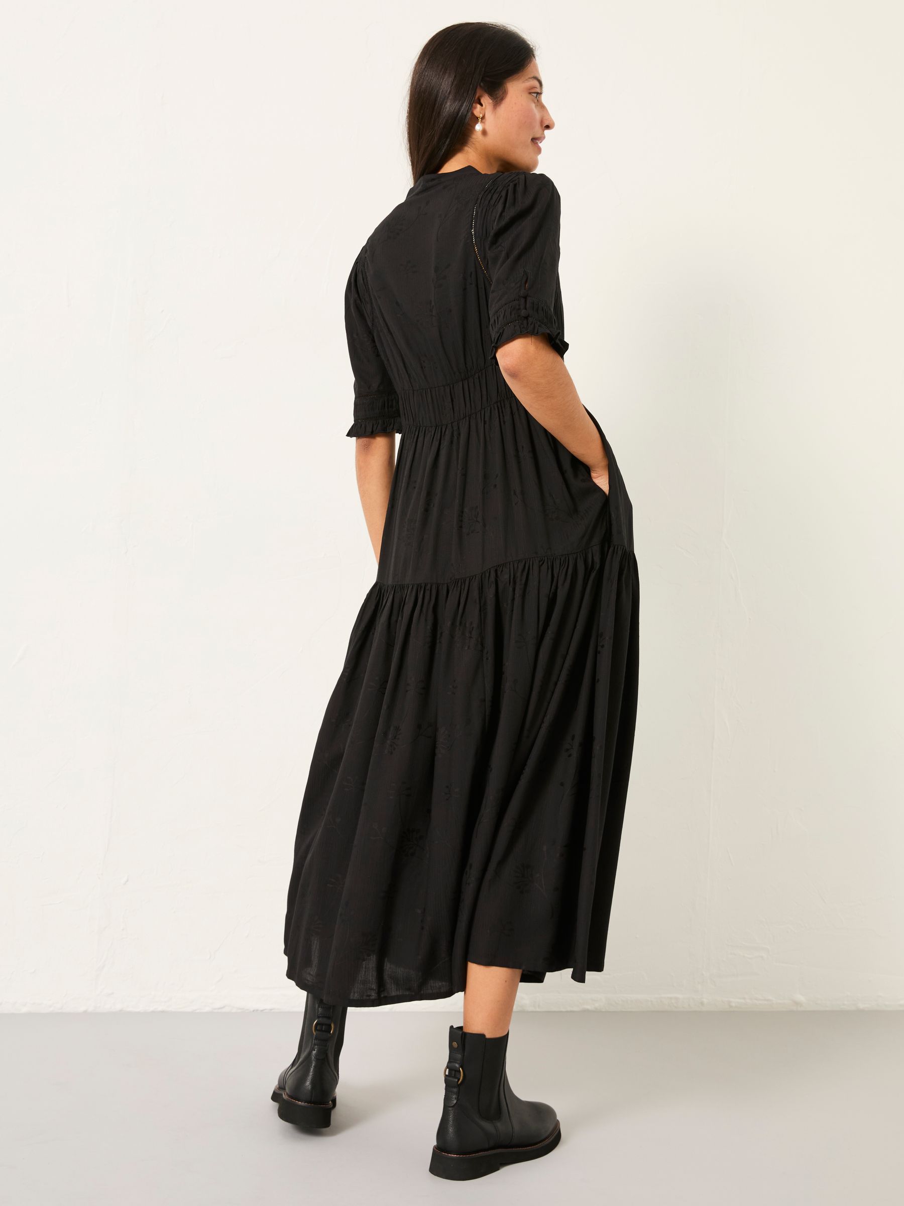 Elsie Black Regular Embroidered Midi Dress - Image 2 of 6
