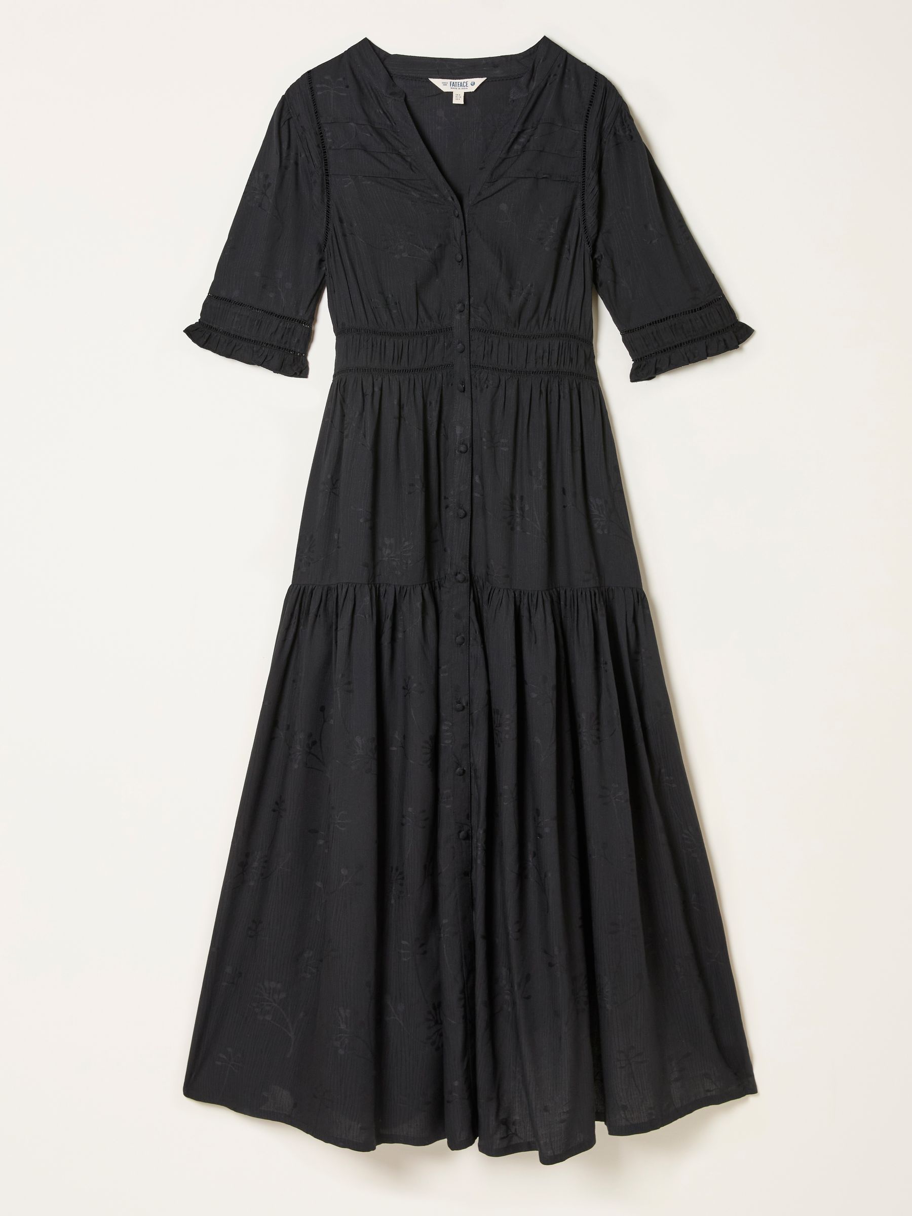 Elsie Black Regular Embroidered Midi Dress - Image 6 of 6