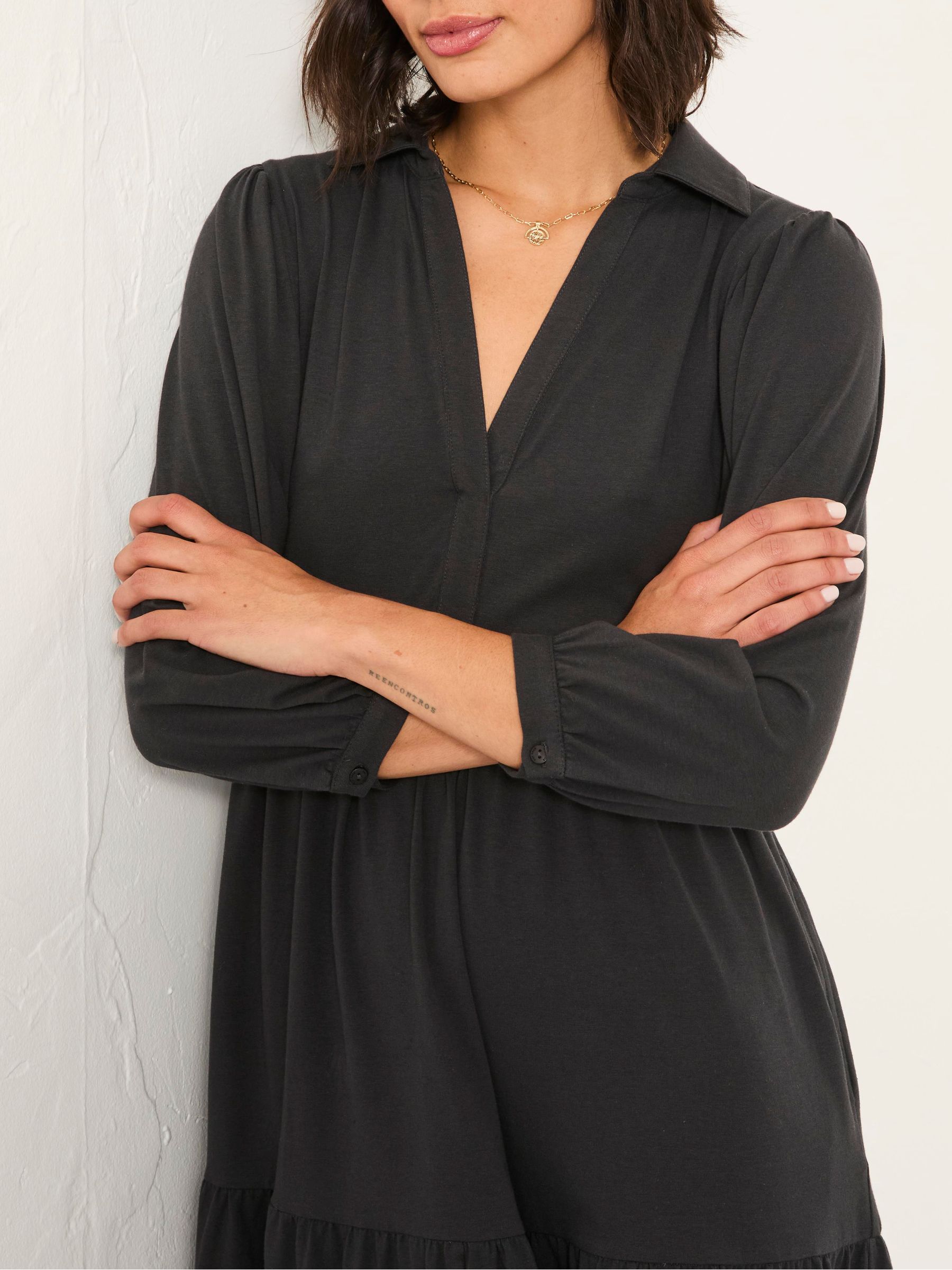 Lola Charcoal Grey Regular Jersey Midi Dress | FatFace