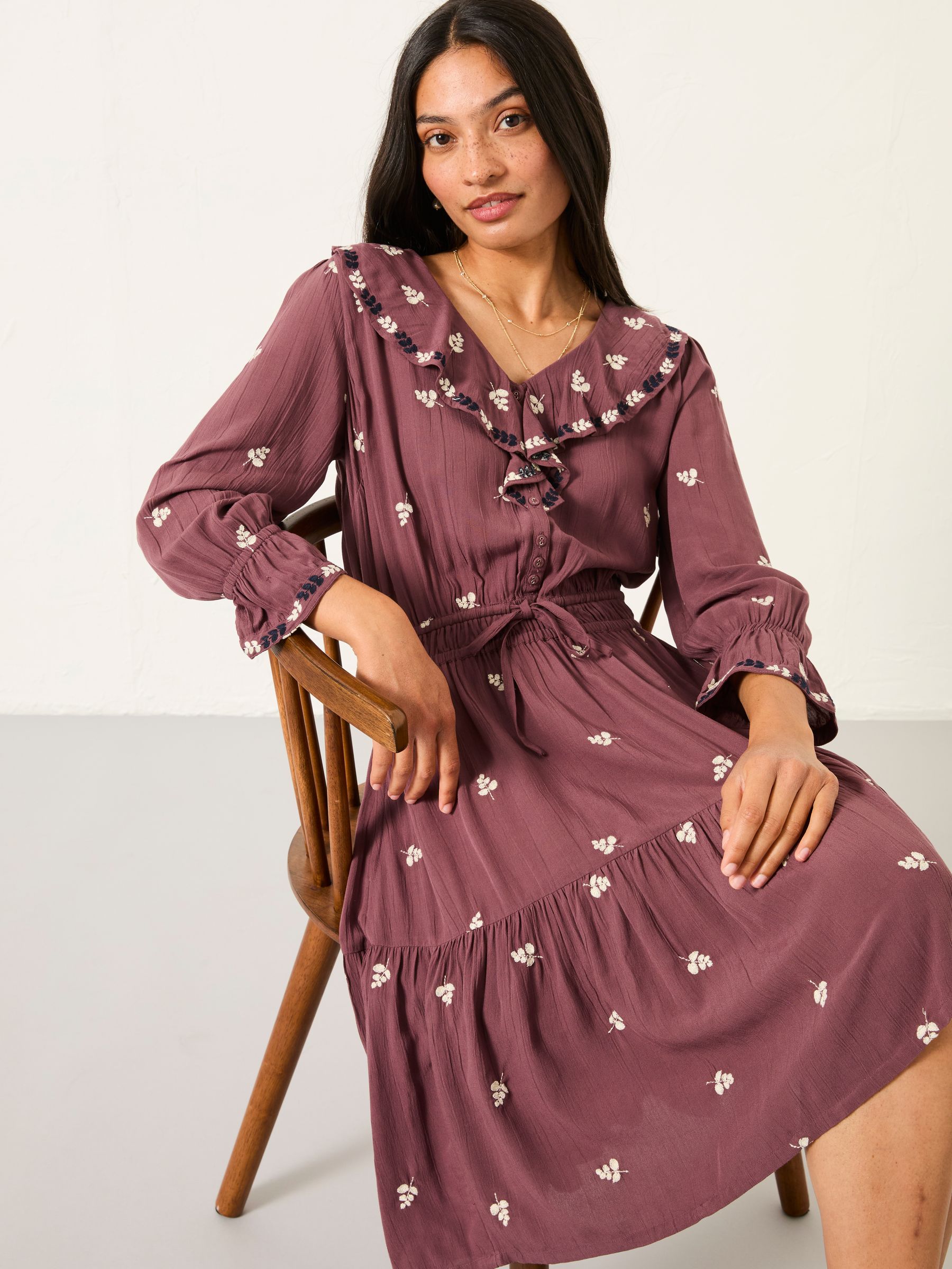 Orla Dusky Purple Regular Embroidered Dress - Image 2 of 7