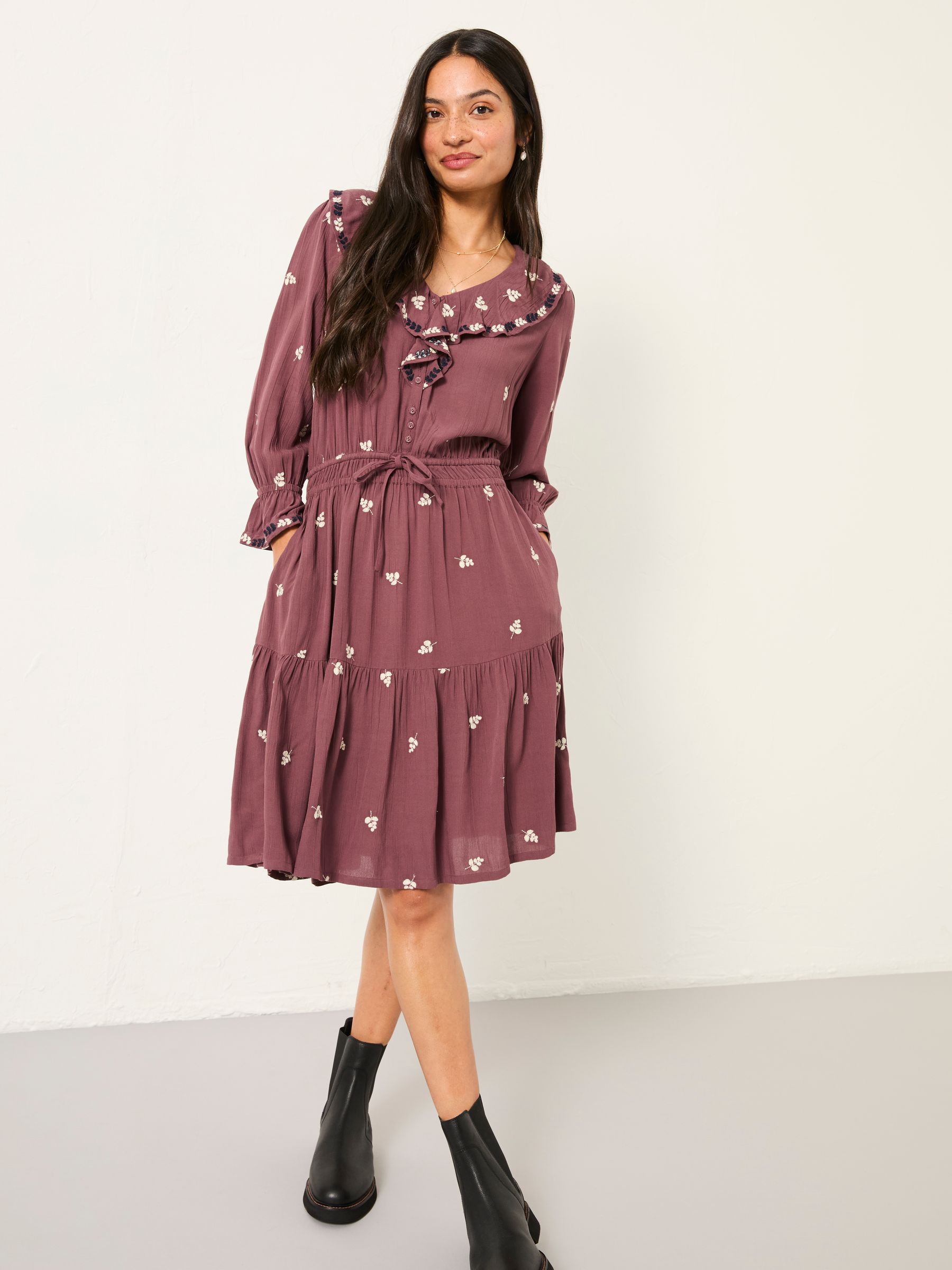 Orla Dusky Purple Regular Embroidered Dress - Image 4 of 7
