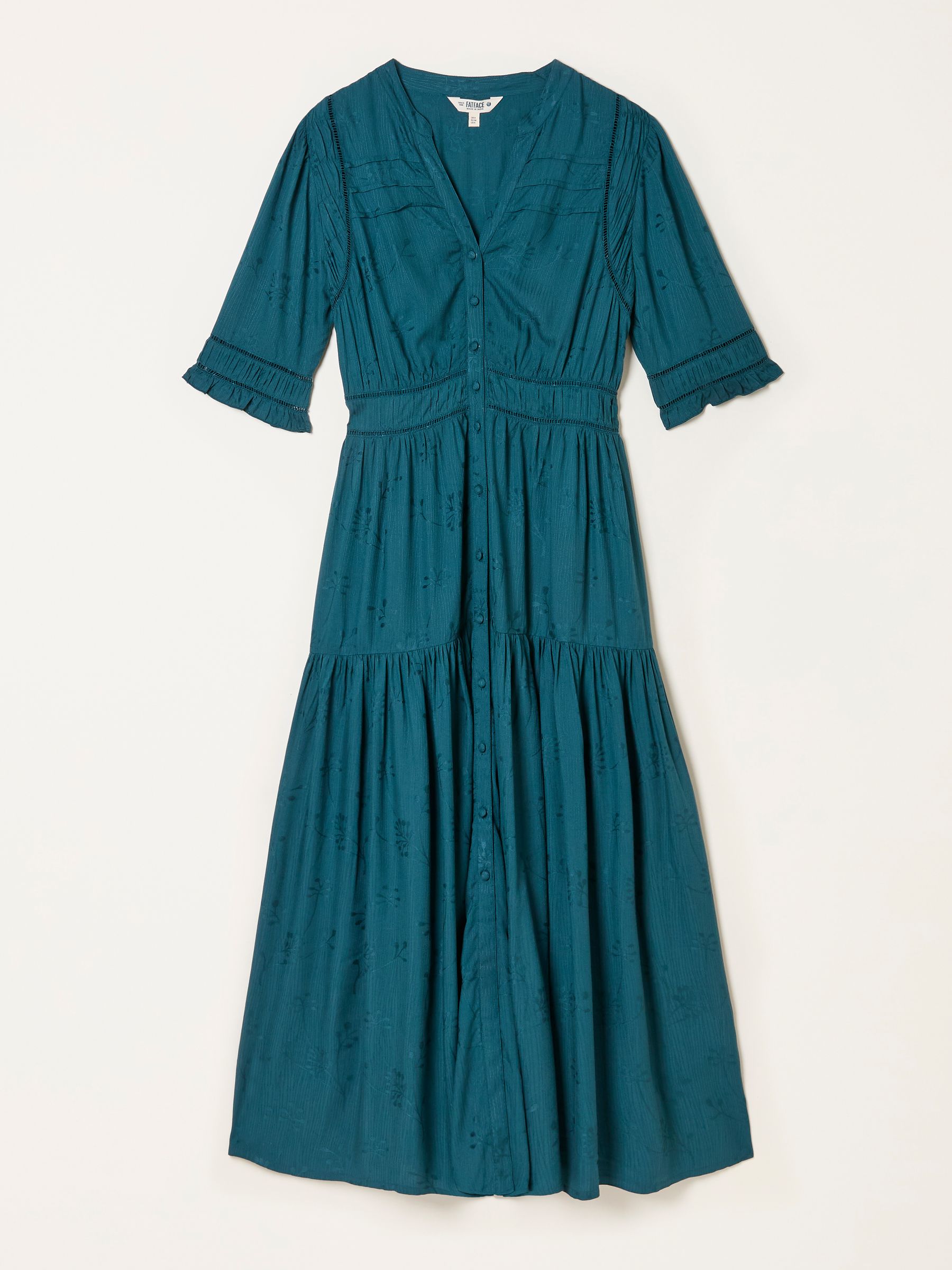 Elsie Dark Teal Regular Embroidered Midi Dress | FatFace USA