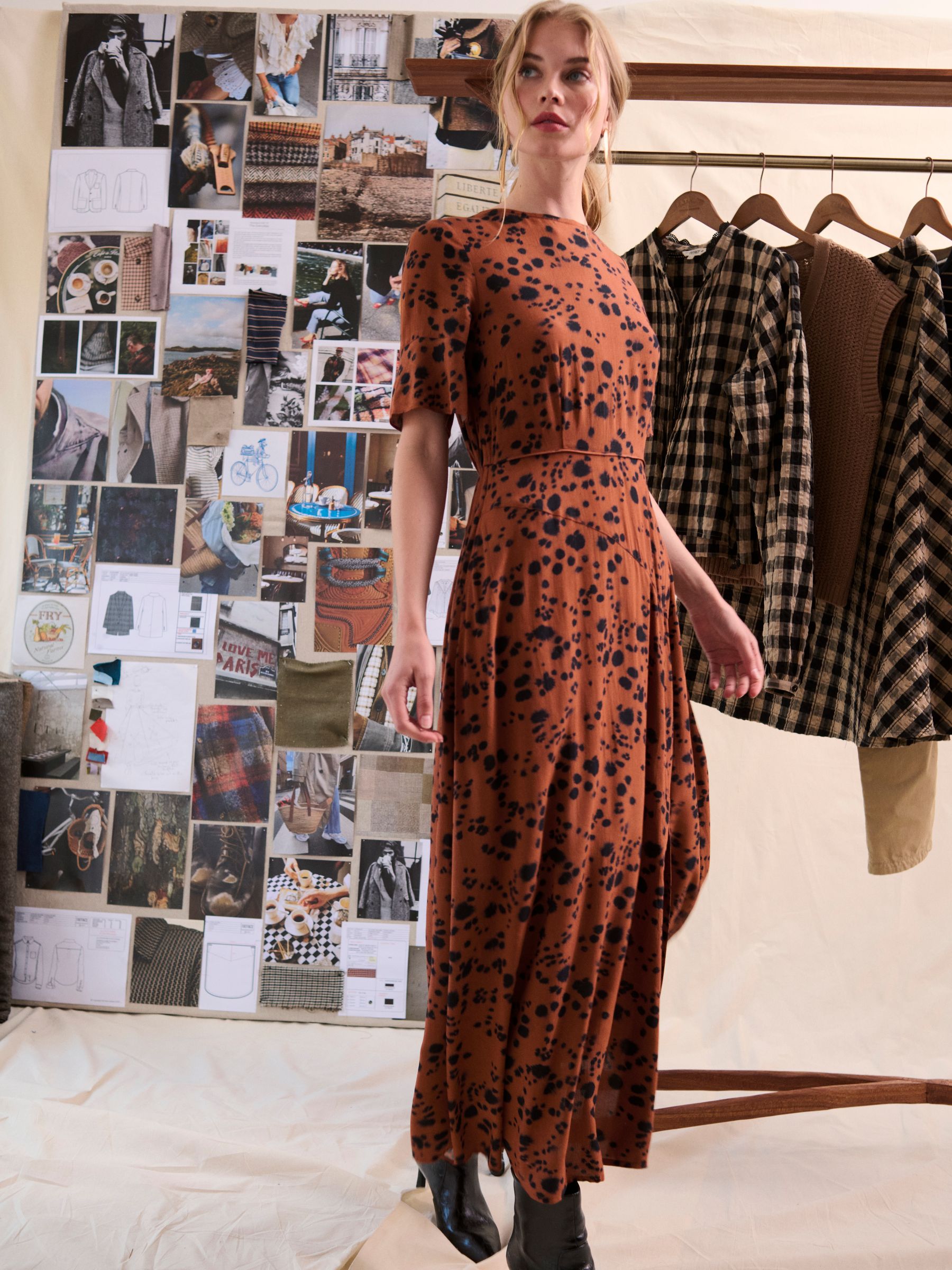 Winona Tan Brown Animal Spot Regular Midi Dress - Image 1 of 7