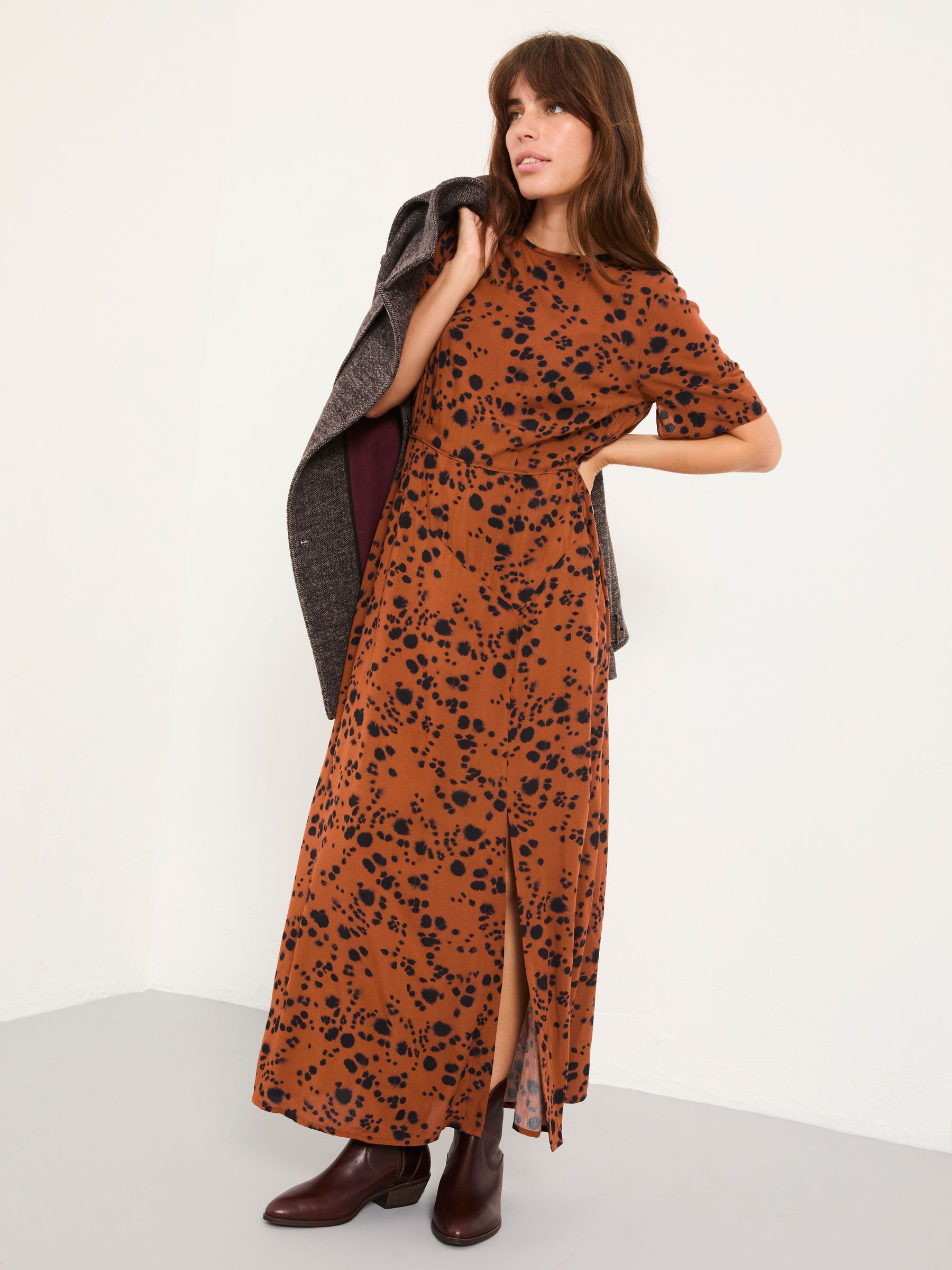 Winona Tan Brown Animal Spot Regular Midi Dress - Image 2 of 7