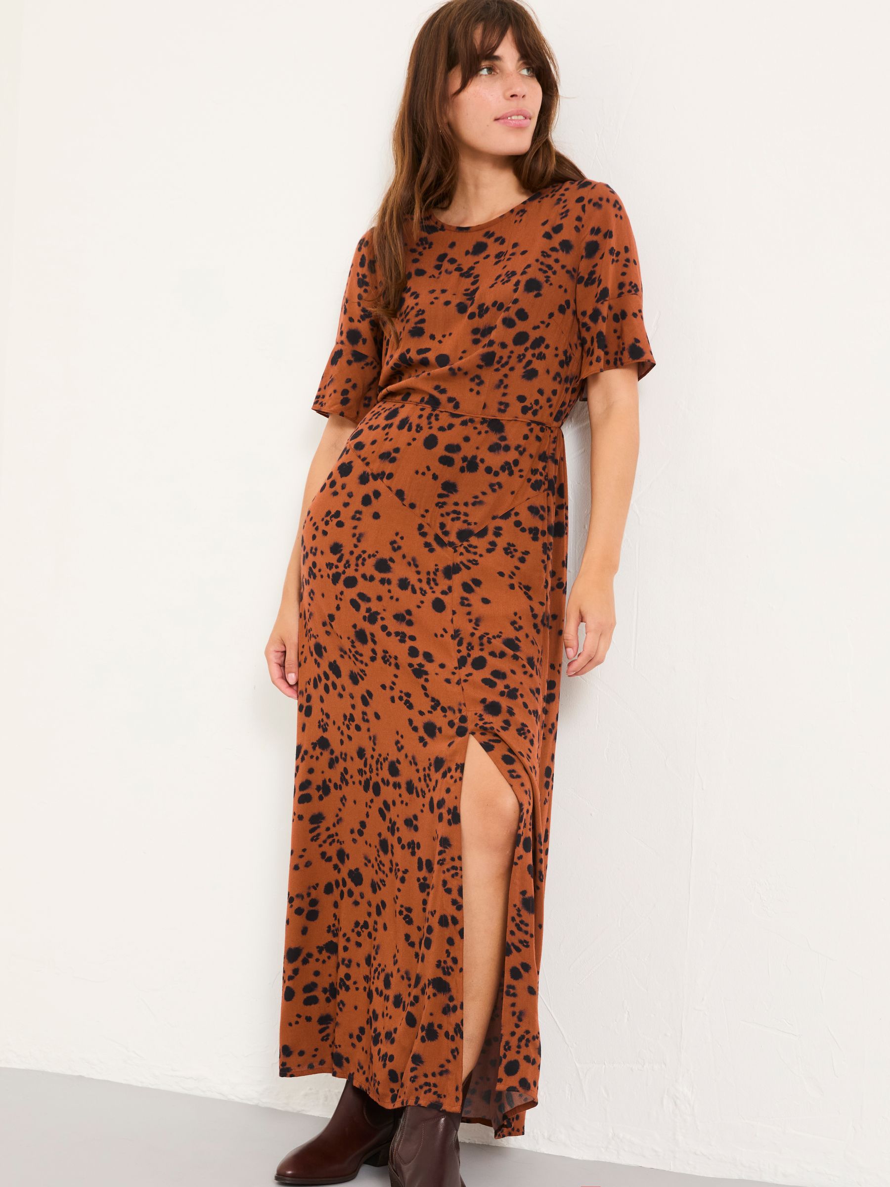 Winona Tan Brown Animal Spot Regular Midi Dress - Image 6 of 7