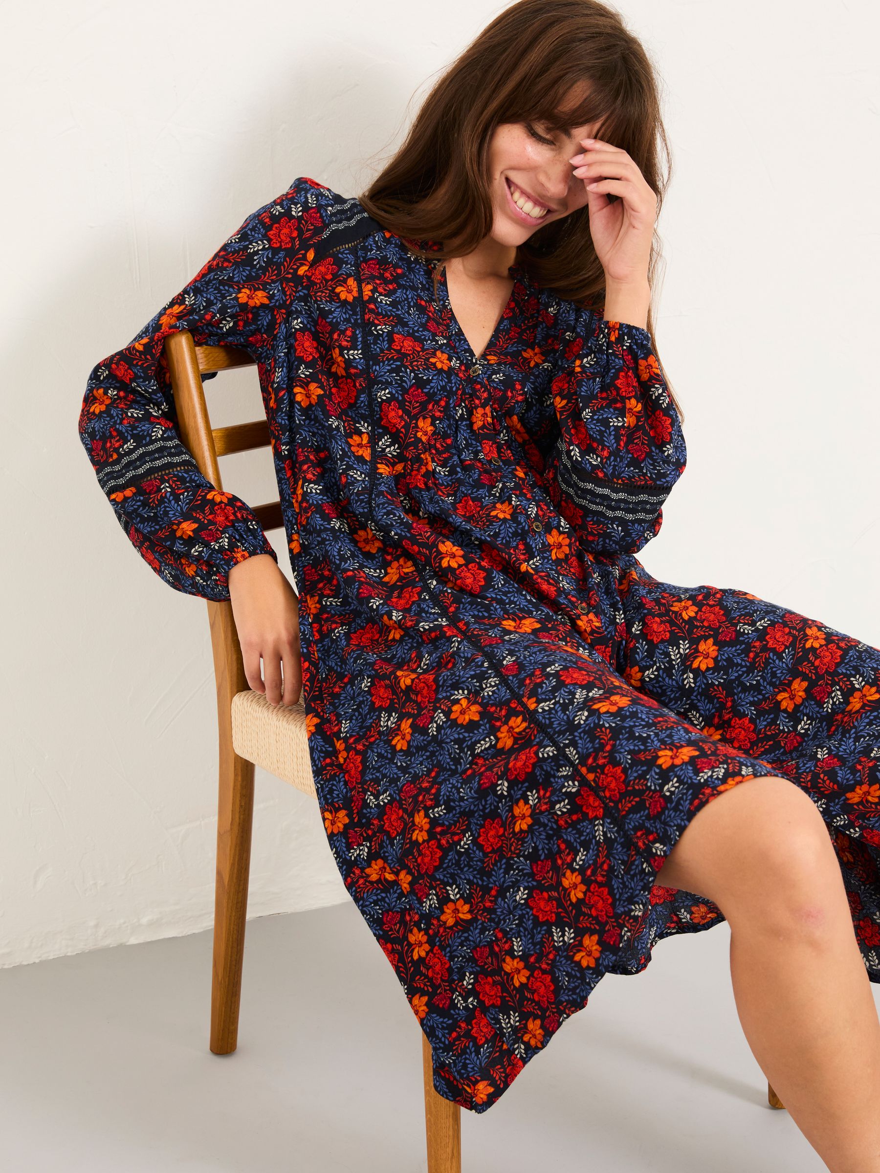 Steph Navy Folk Floral Regular Dress - Image 3 of 5