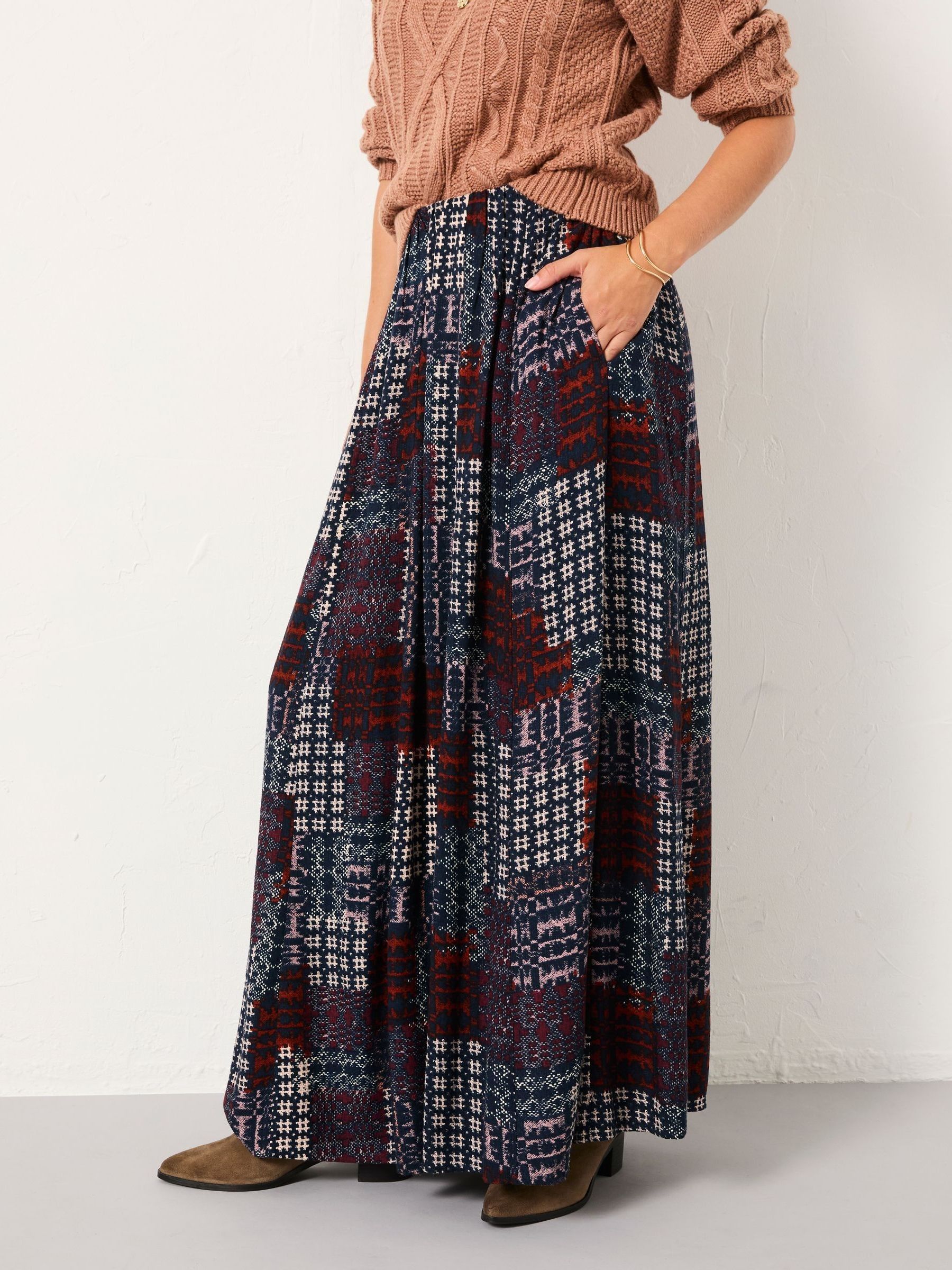 Navy Blanket Maxi Skirt - Image 3 of 6