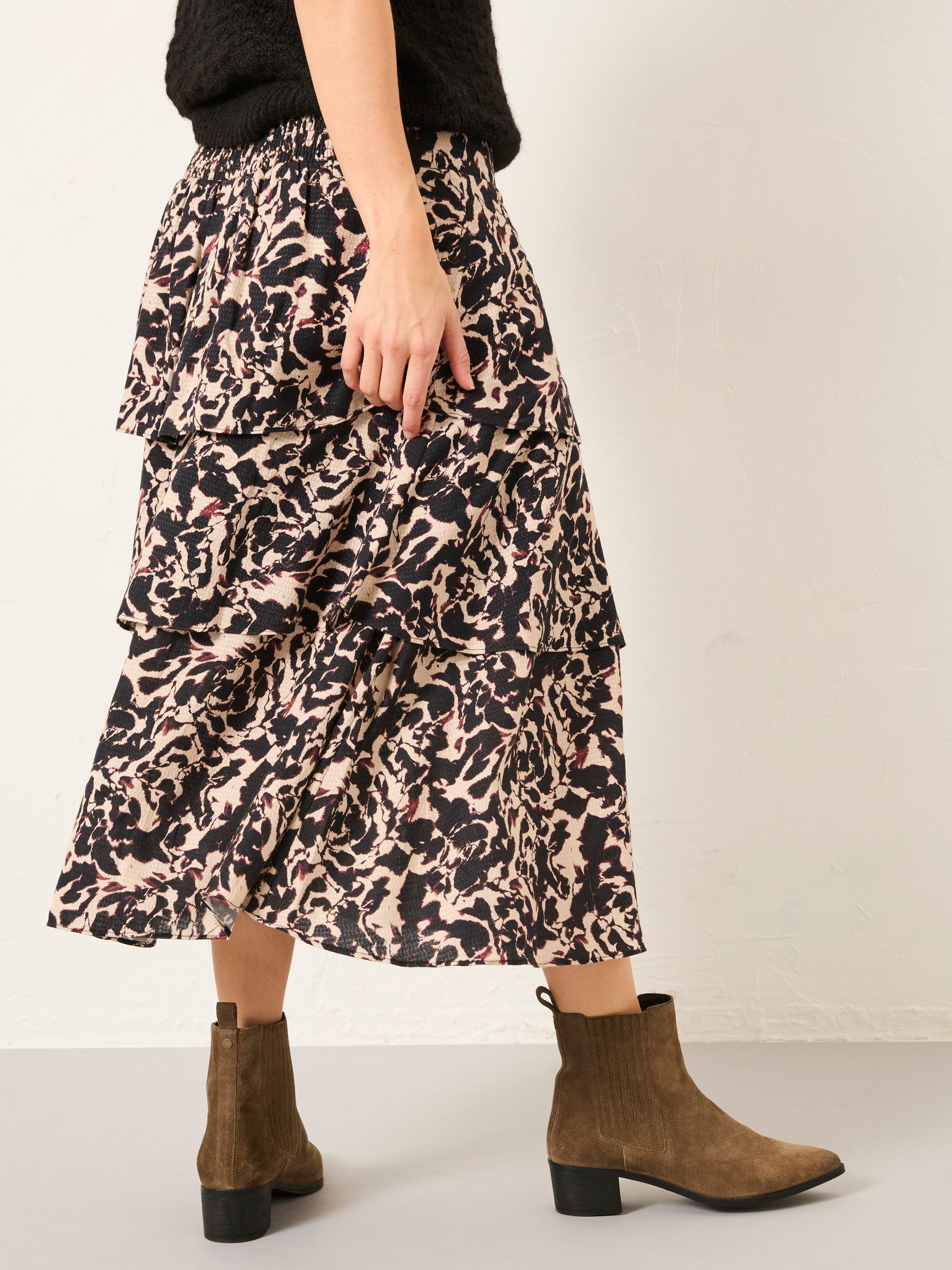 Tonia Black Animal Swirl Midi Skirt - Image 2 of 6