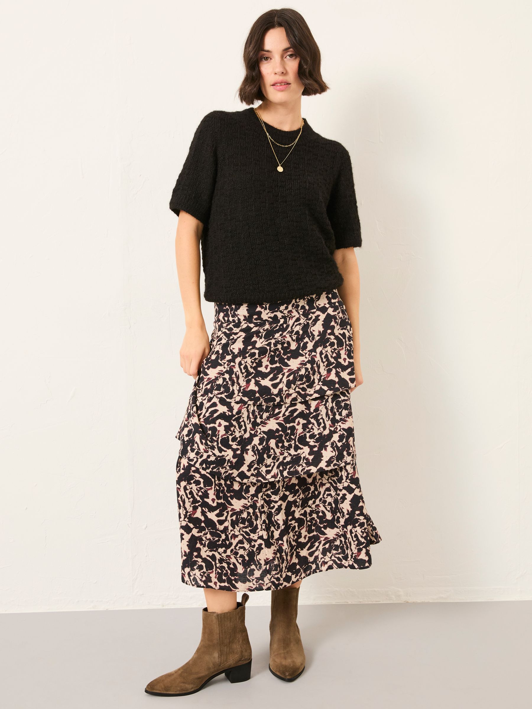 Tonia Black Animal Swirl Midi Skirt - Image 3 of 6
