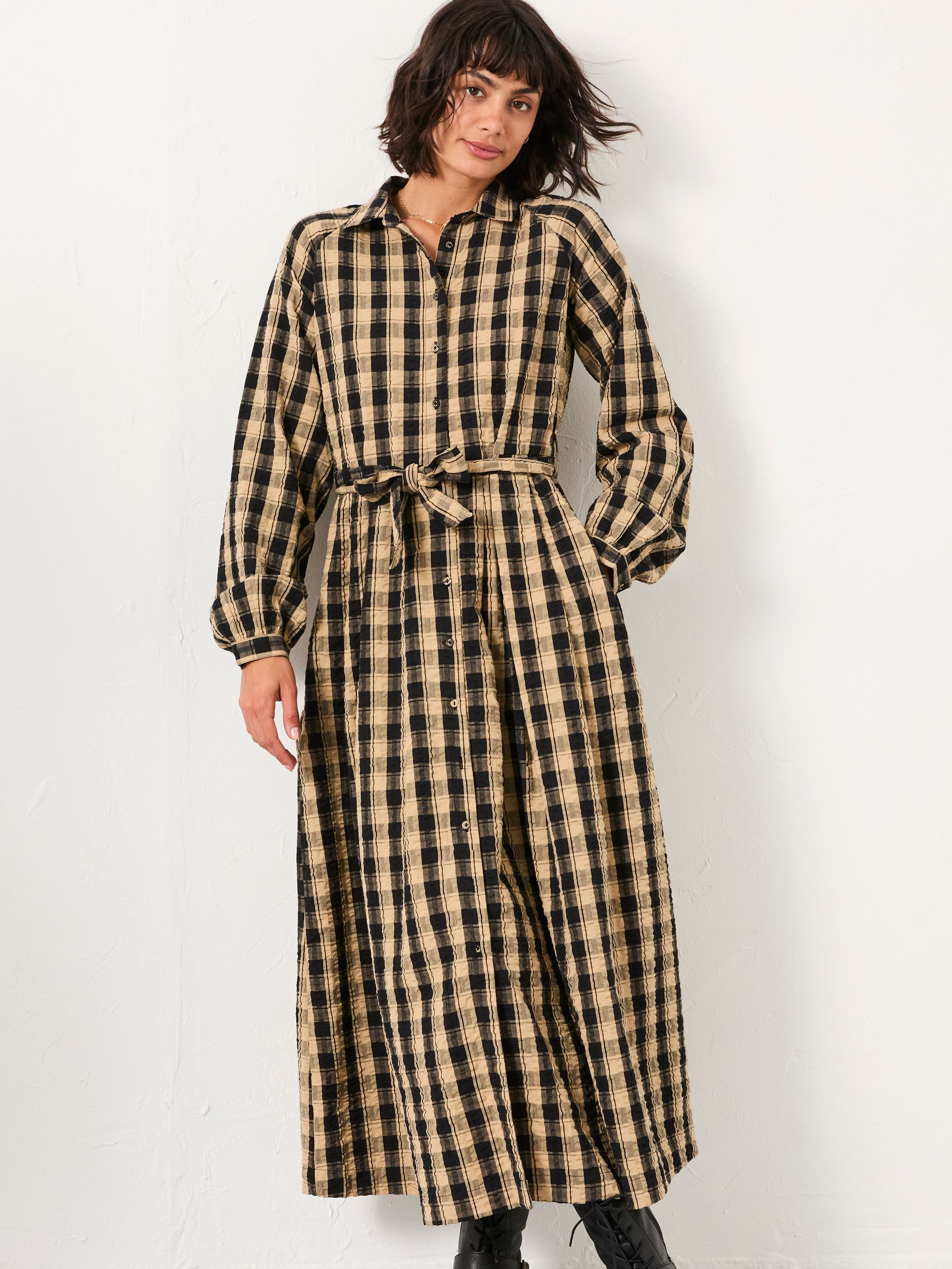 Ally Black Regular Check Shirt Dress | FatFace USA