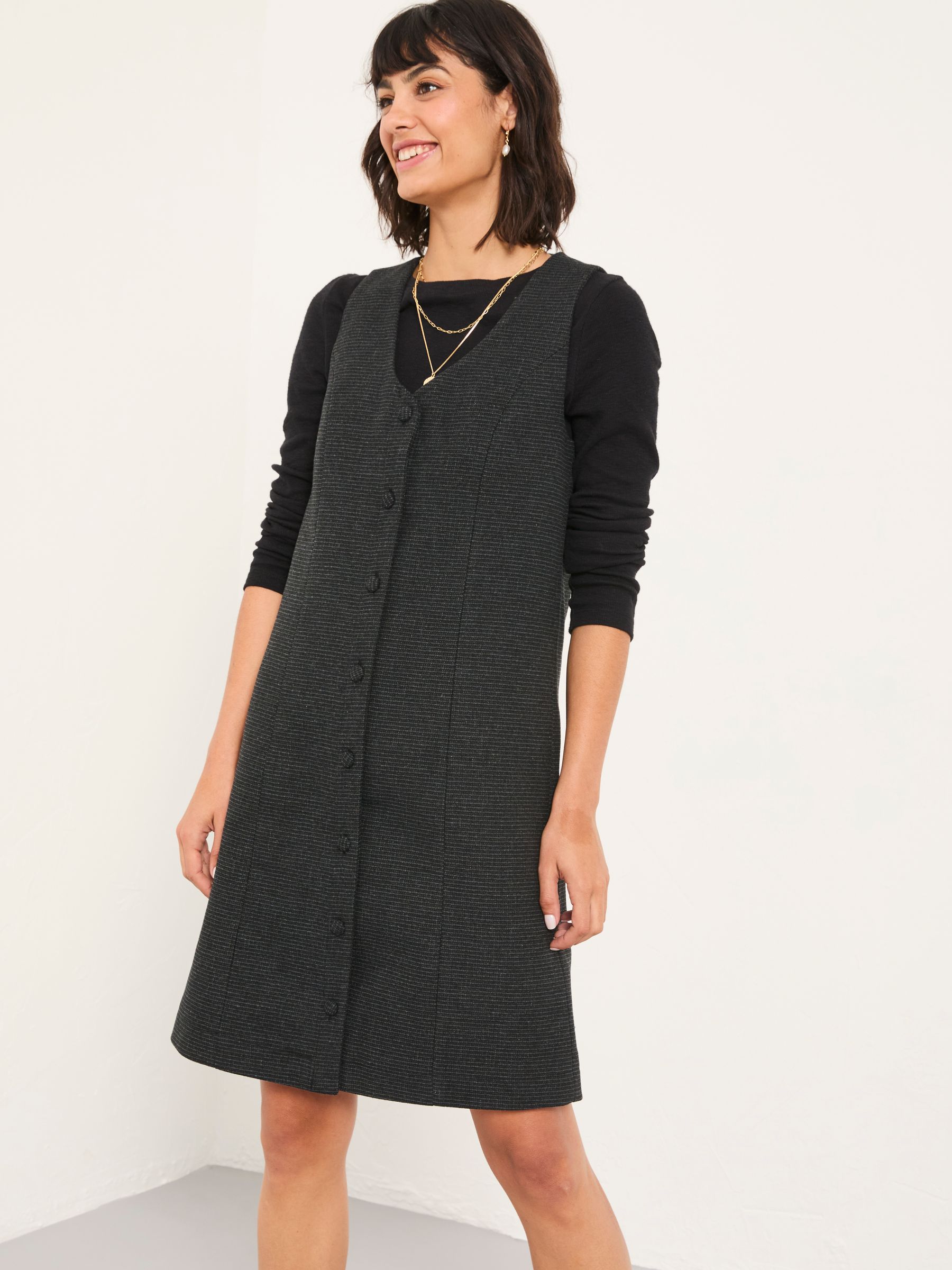 Binny Charcoal Grey Regular Tweed Pinny Dress - Image 4 of 5