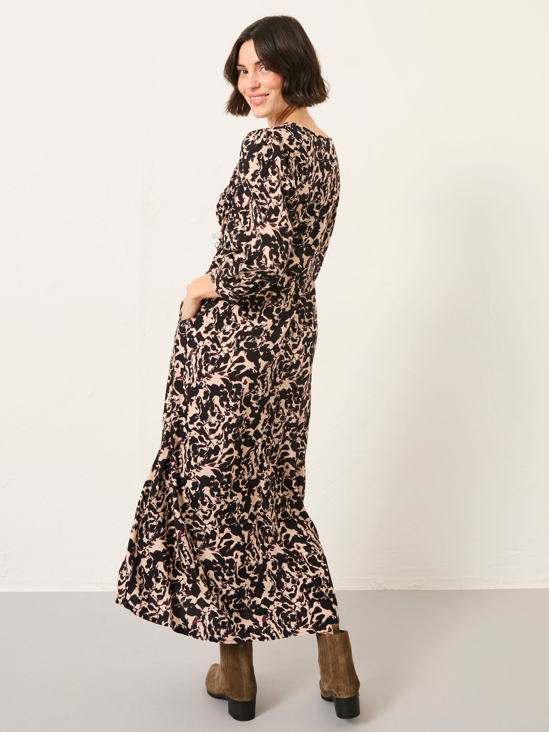 Pippin Black Animal Swirl Regular Midi Dress - Image 3 of 7