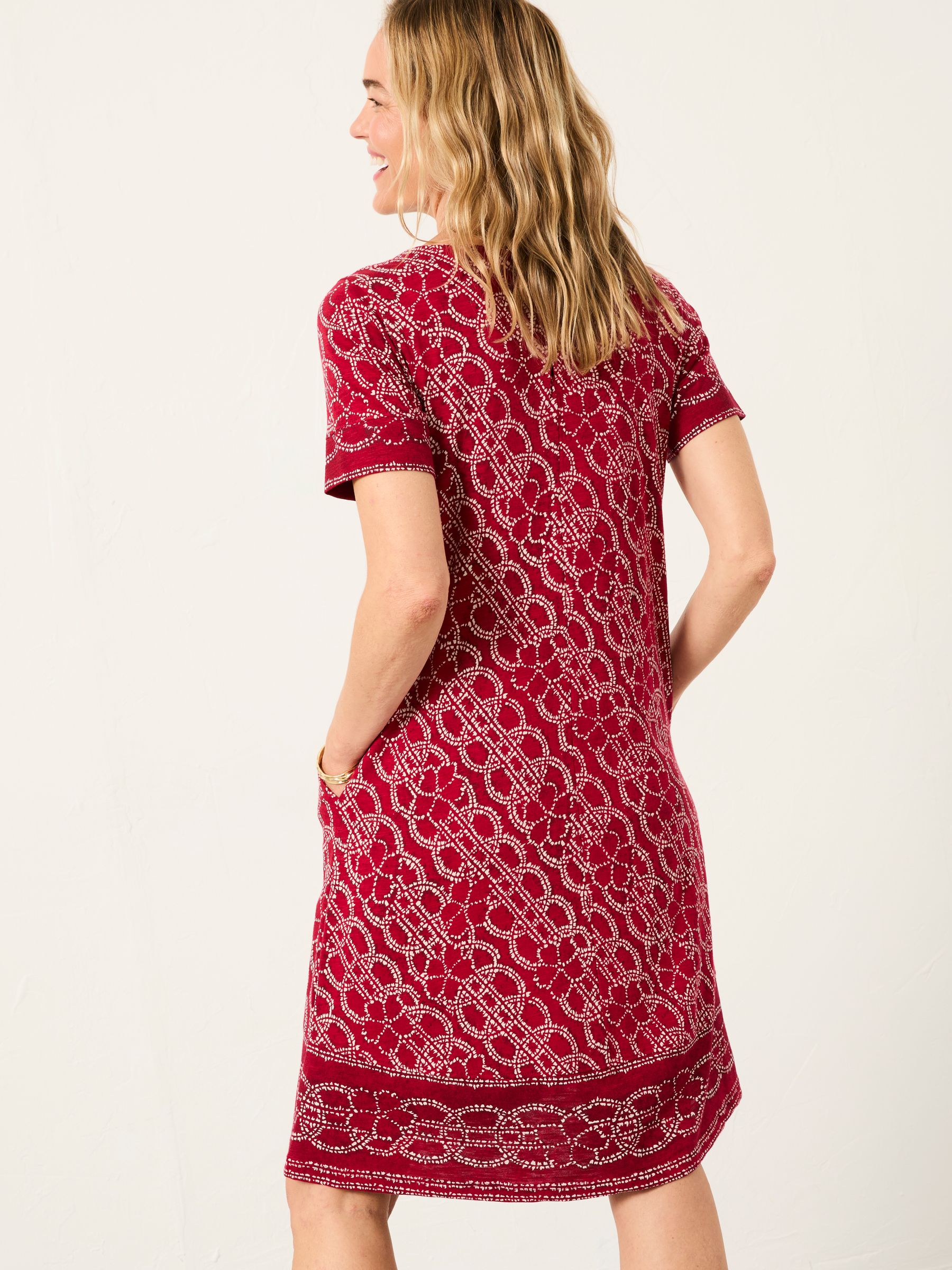 Simone Red Texture Floral Regular Jersey Dress - Image 2 of 5