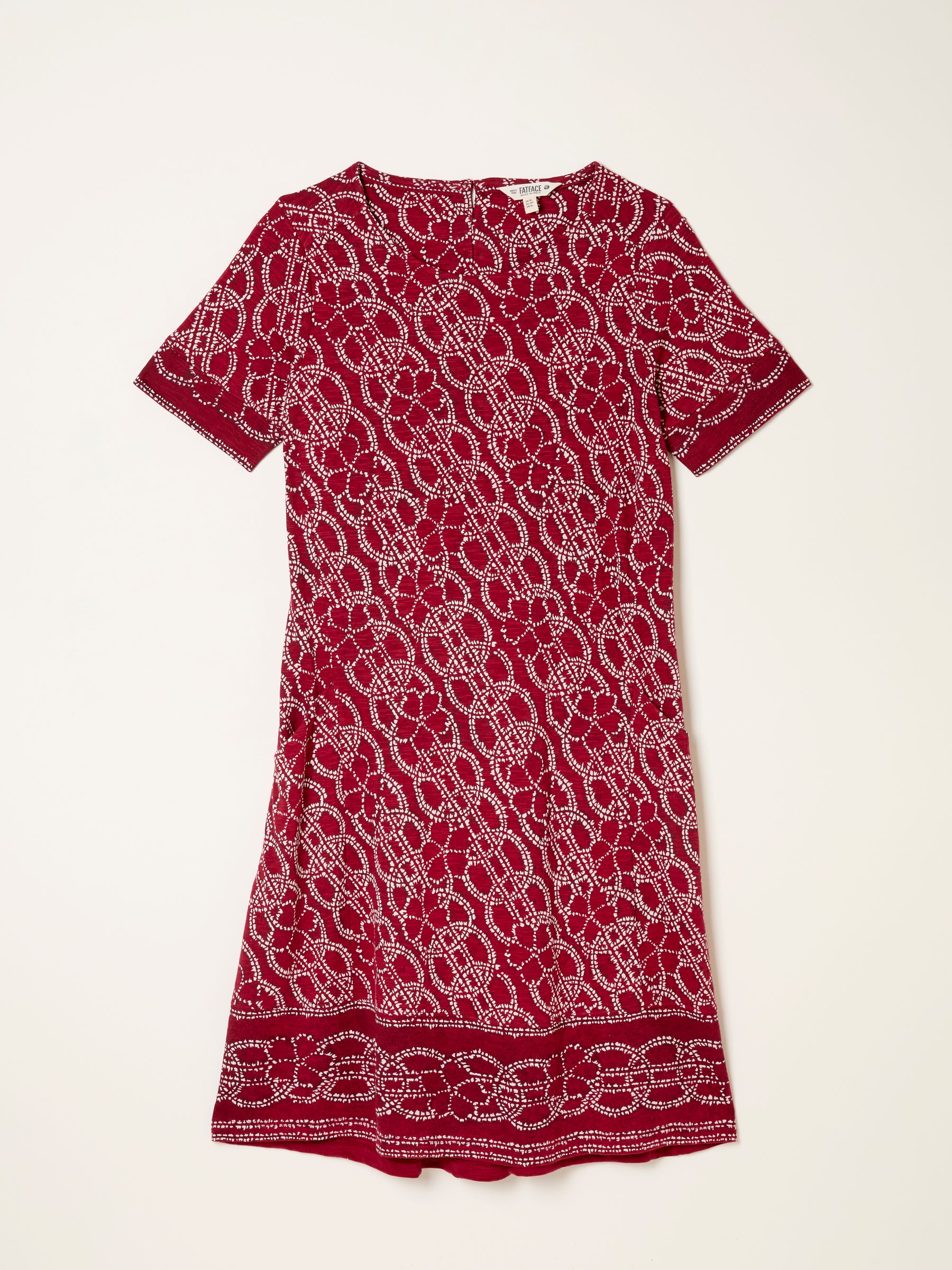 Simone Red Texture Floral Regular Jersey Dress | FatFace