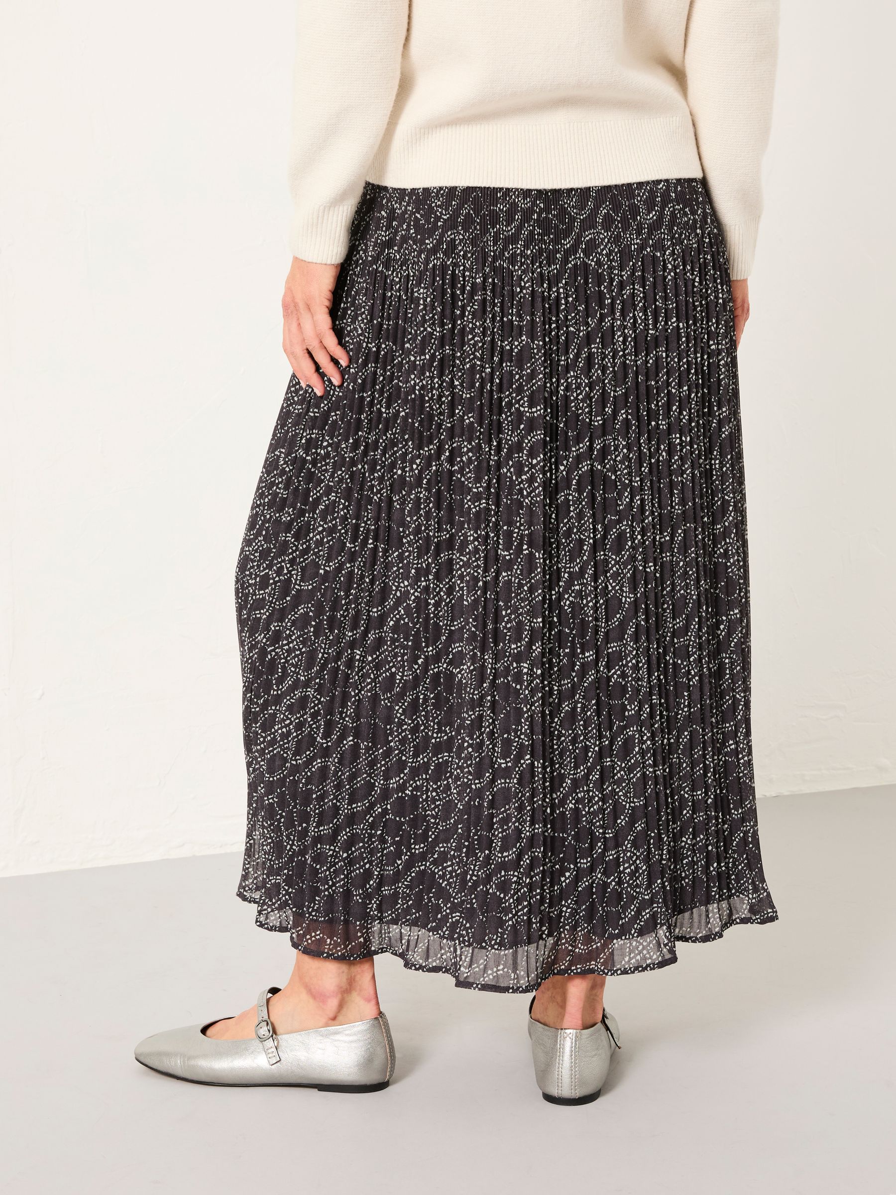 Paignton Graphite Grey Texture Floral Midi Skirt - Image 2 of 6