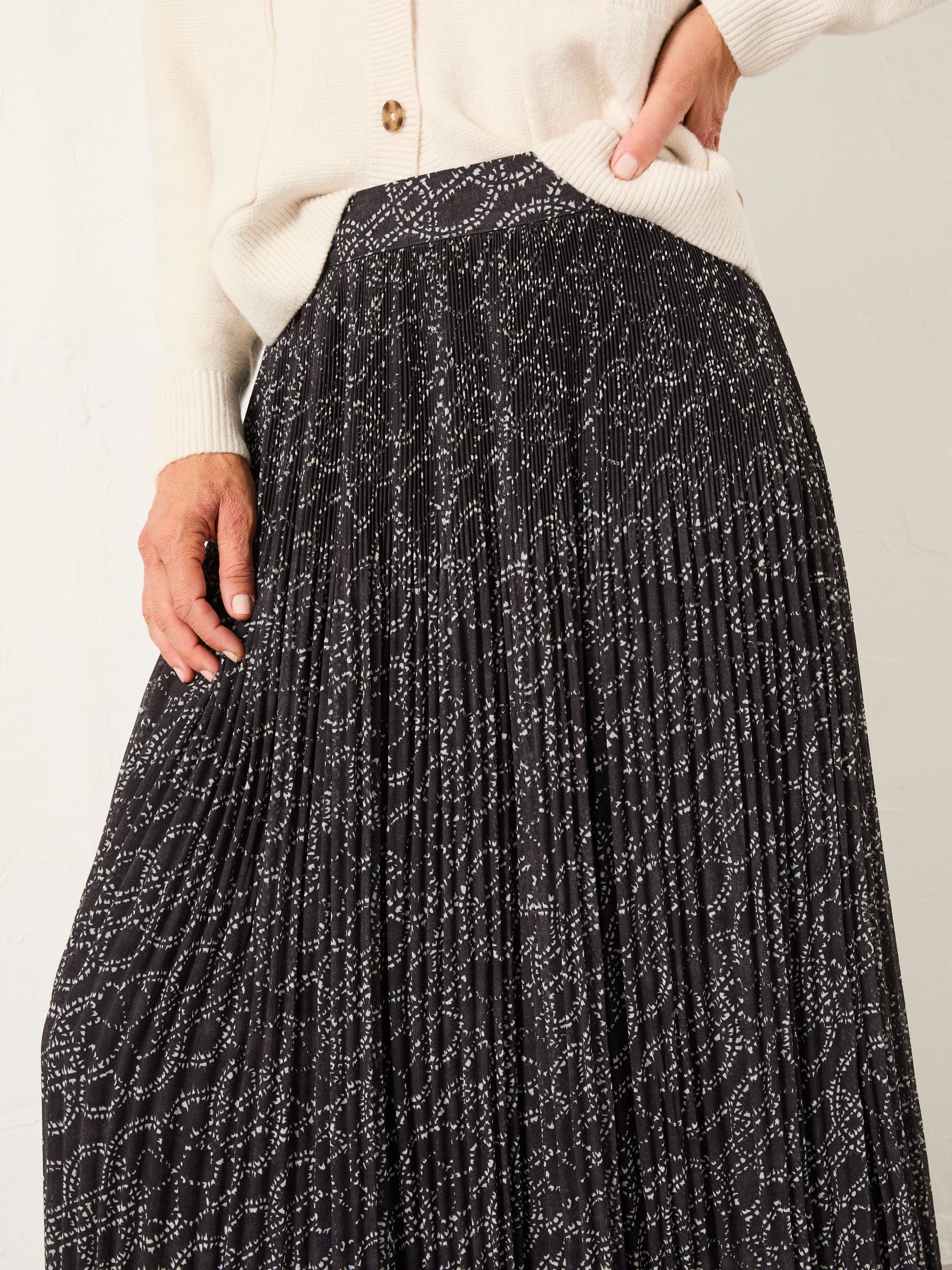 Paignton Graphite Grey Texture Floral Midi Skirt - Image 4 of 6