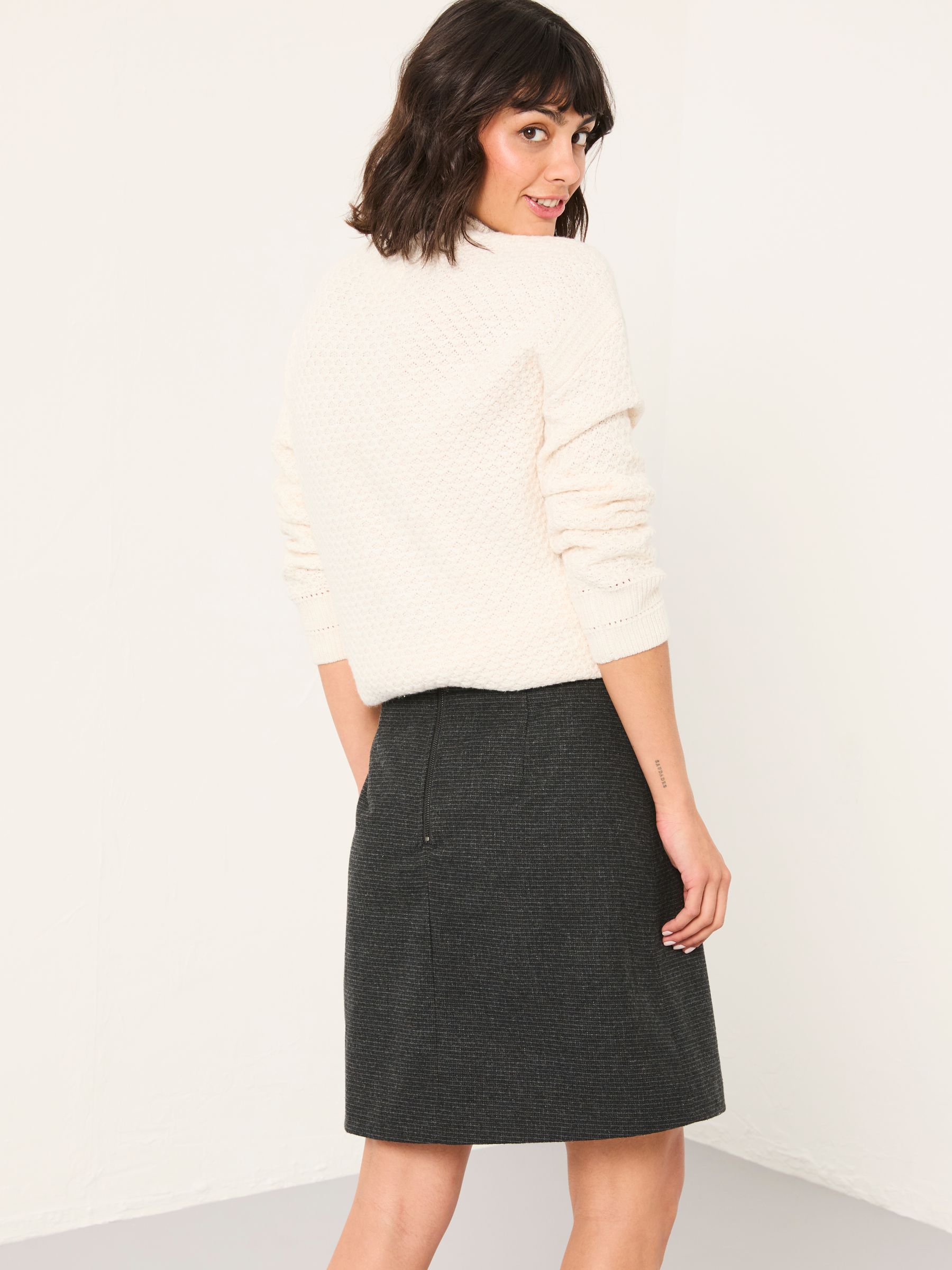 Jess Charcoal Grey Tweed Skirt - Image 2 of 5