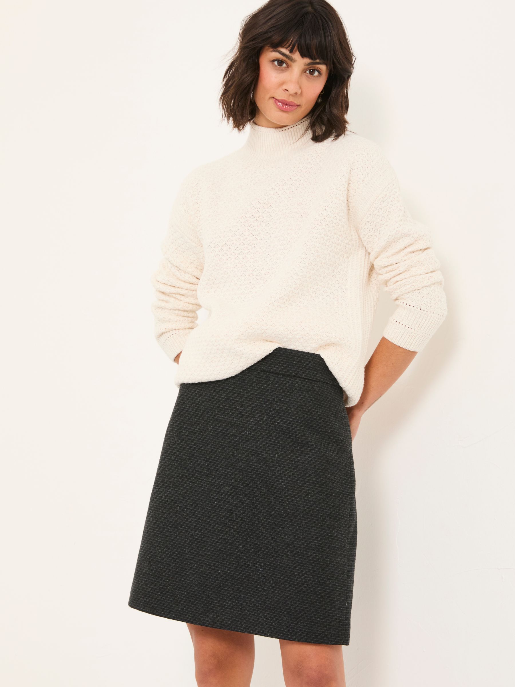 Jess Charcoal Grey Tweed Skirt - Image 3 of 5