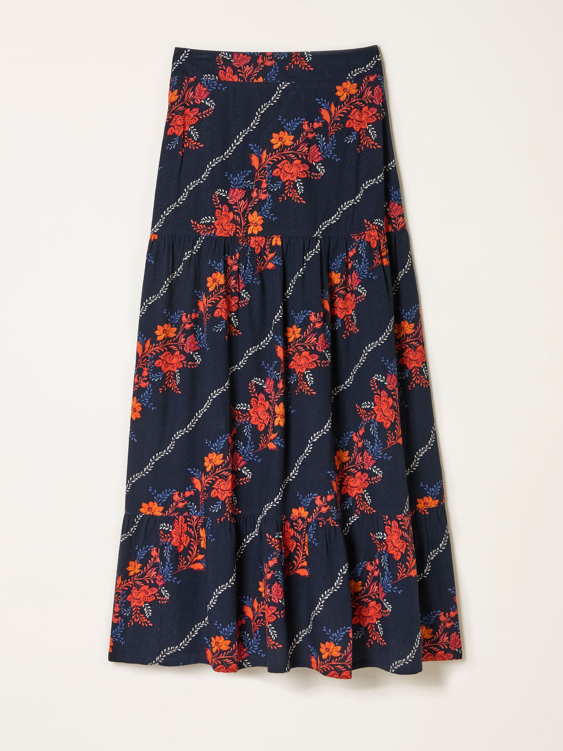 Anika Navy Folk Floral Midi Skirt - Image 6 of 6