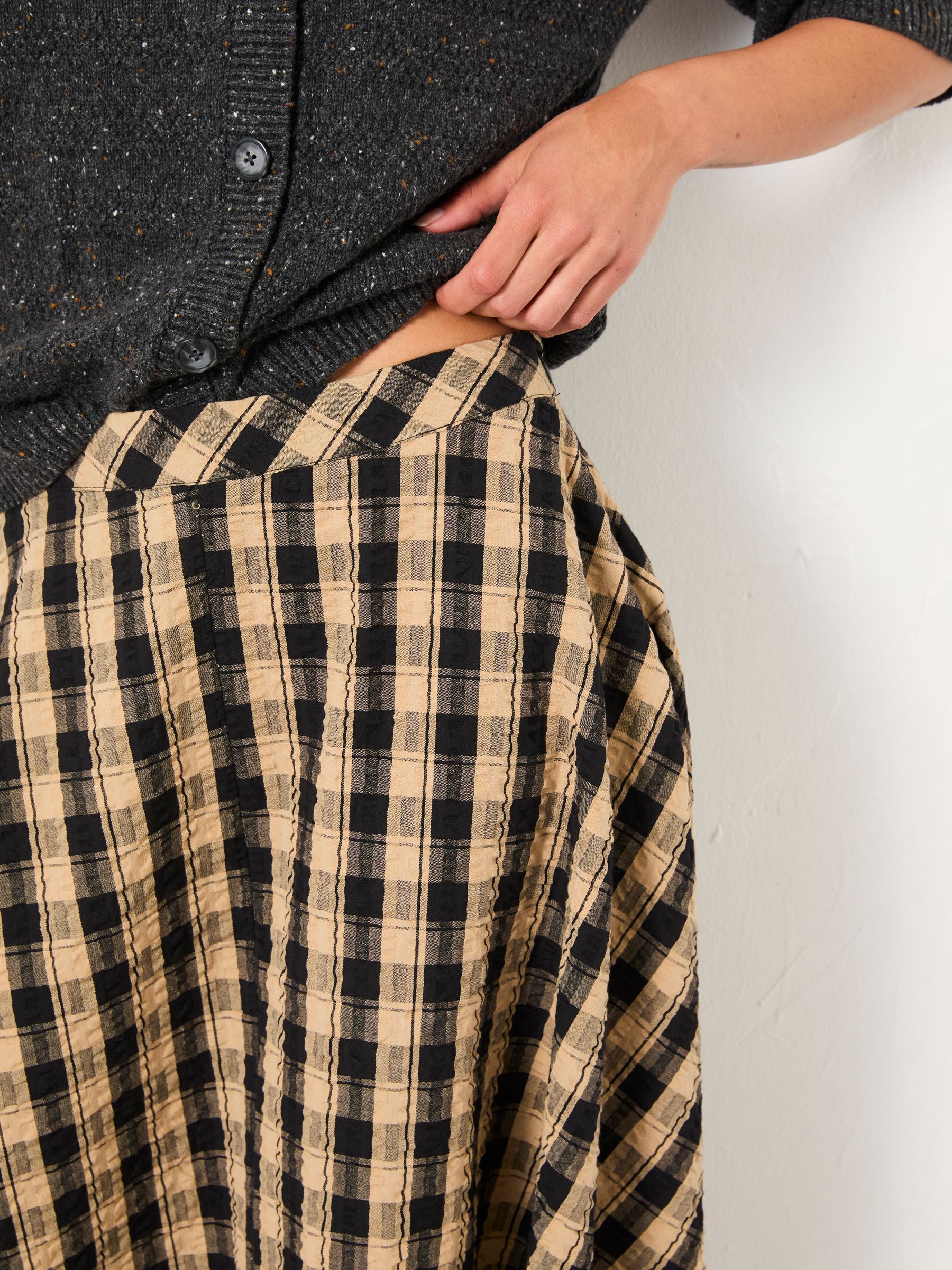 Tilda Black Check Midi Skirt | FatFace USA