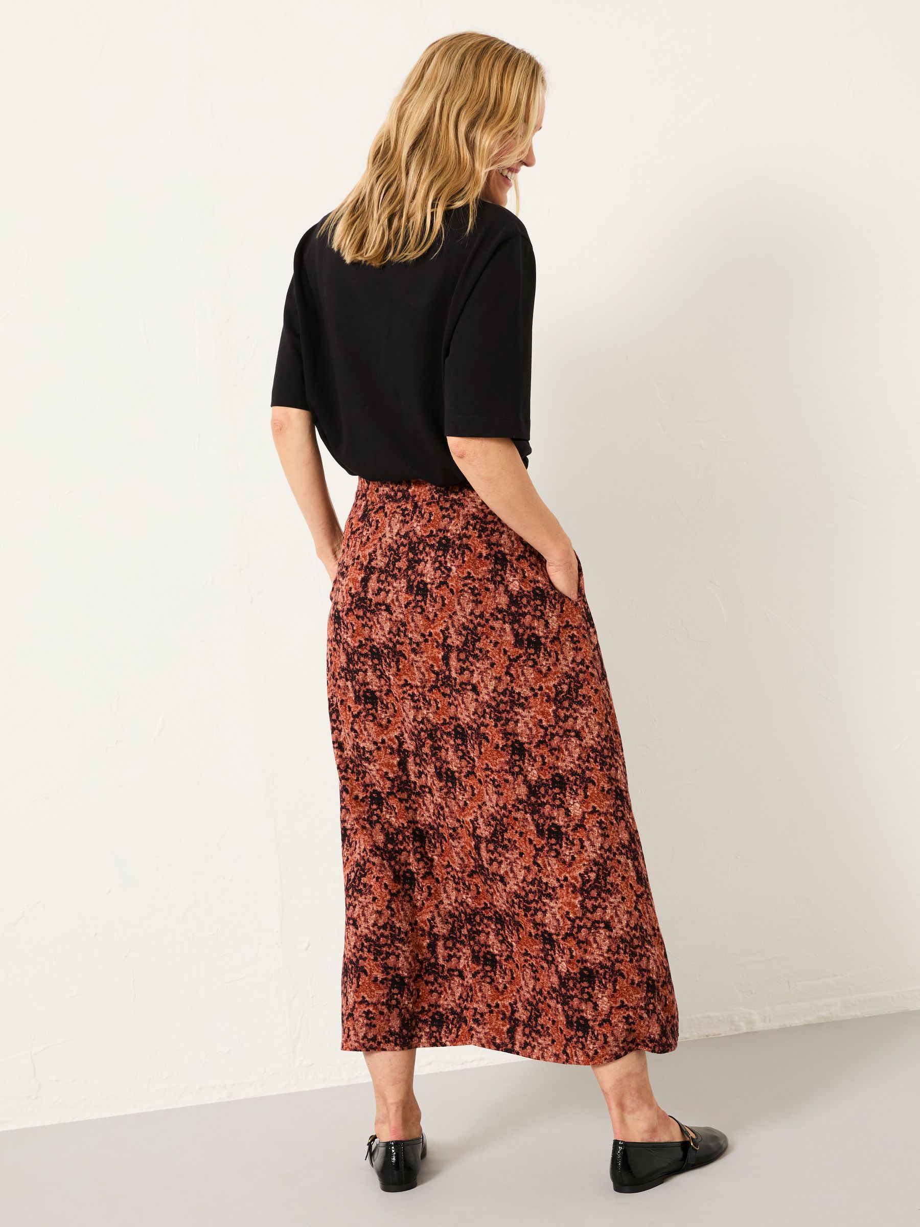 Skye Dusky Purple Vintage Texture Midi Skirt - Image 2 of 6