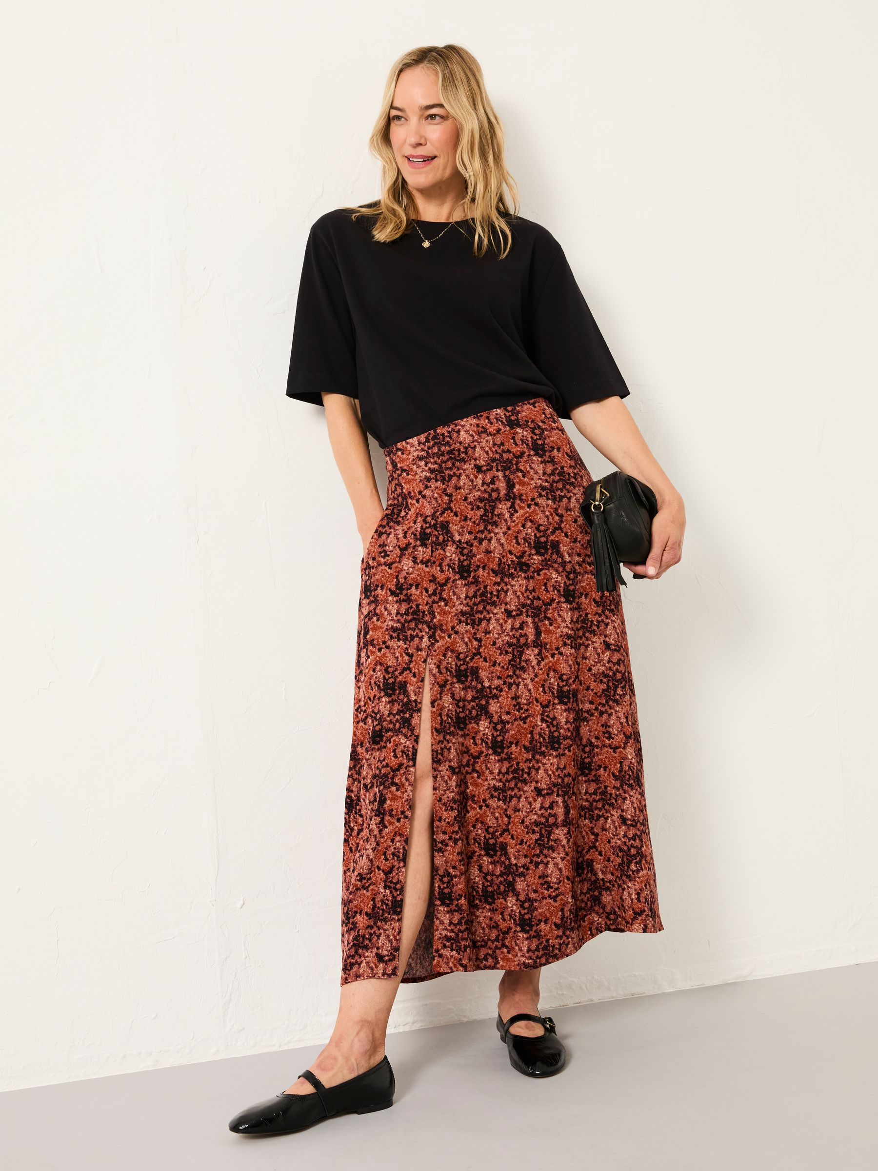 Skye Dusky Purple Vintage Texture Midi Skirt - Image 3 of 6
