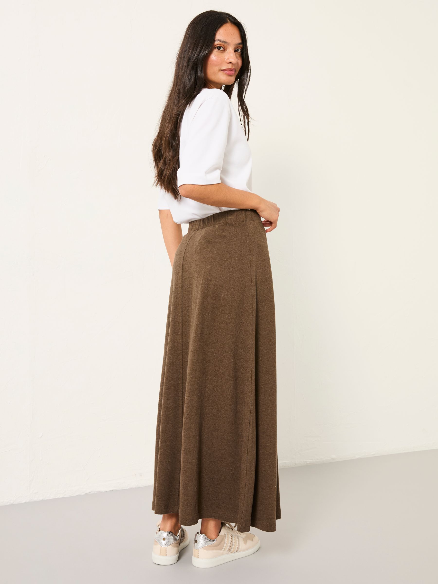 Kitty Chocolate Brown Jersey Midi Skirt | FatFace USA