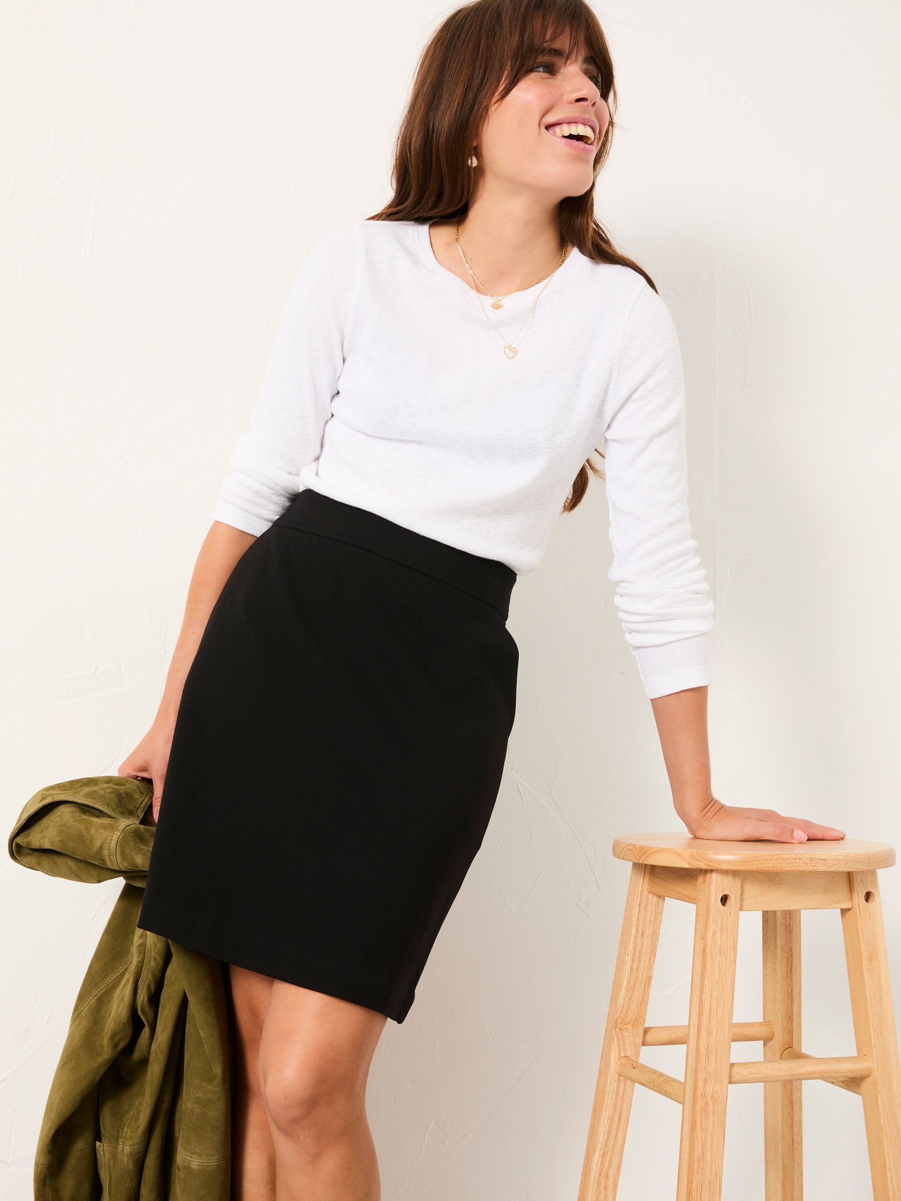 Jess Black Ponte Mini Skirt | FatFace USA