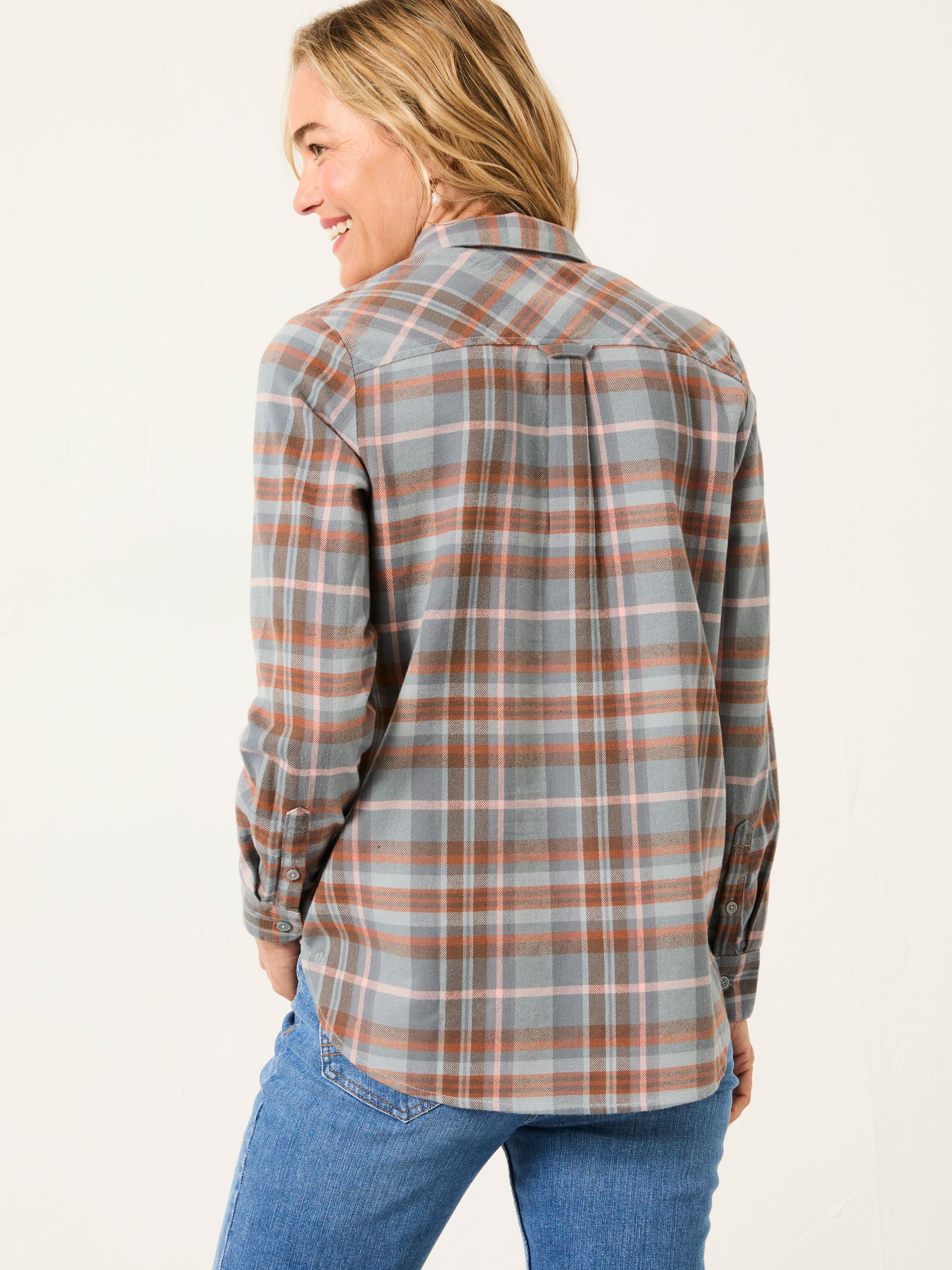 Olivia Teal Blue Check Shirt - Image 2 of 5