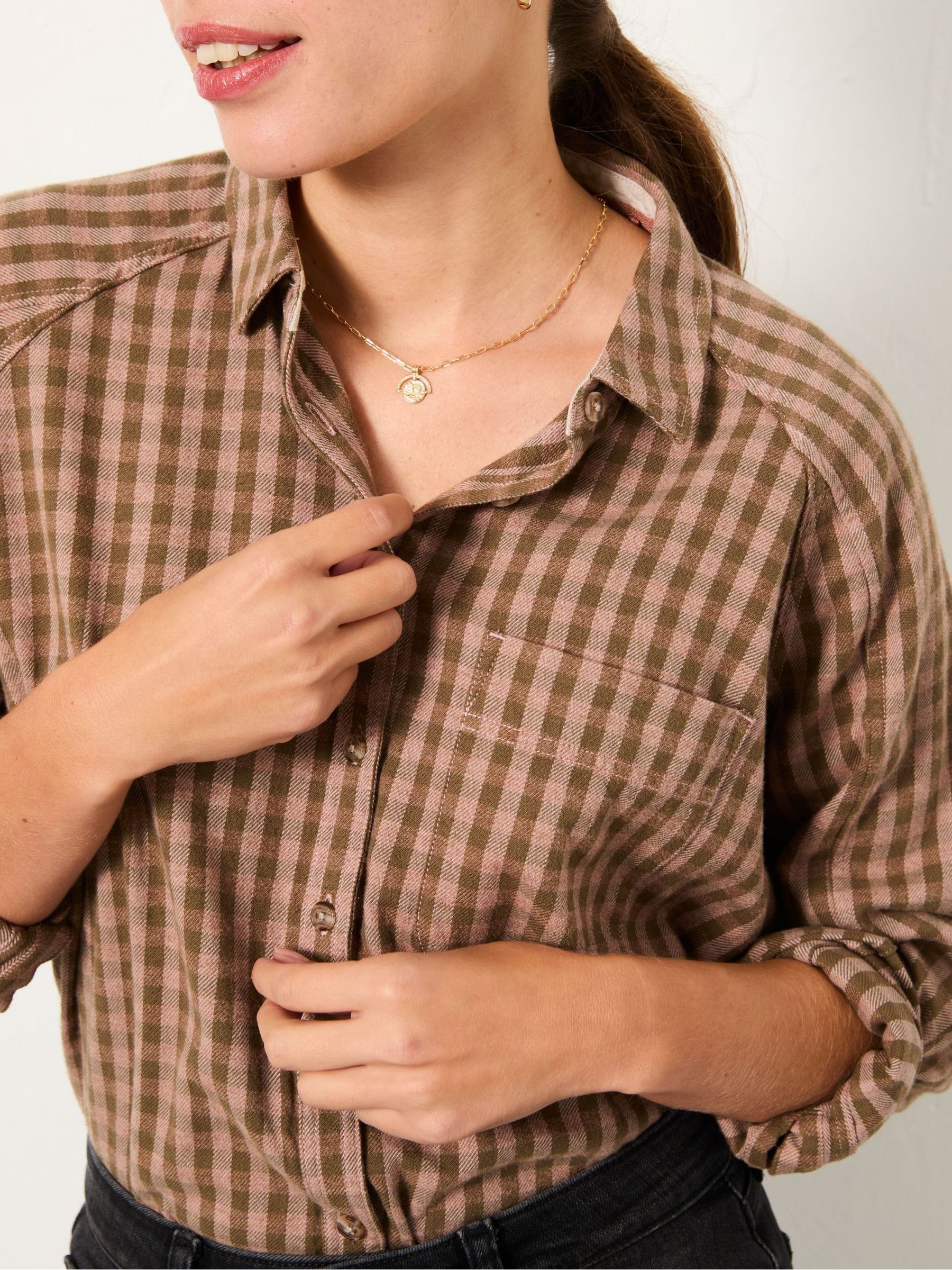 Bessie Dark Natural Gingham Shirt | FatFace USA