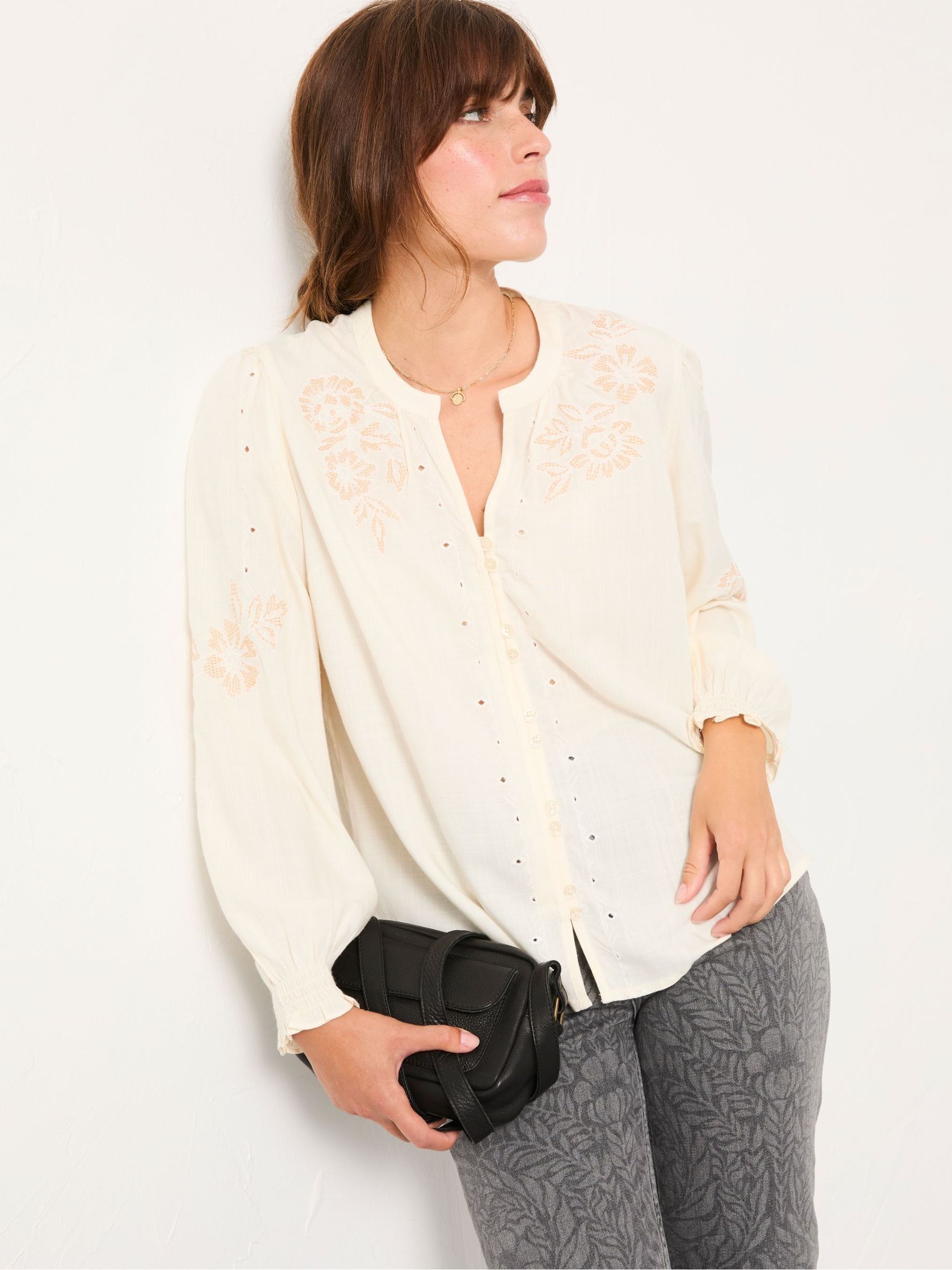 Ashley Ivory Emb Blouse | FatFace USA