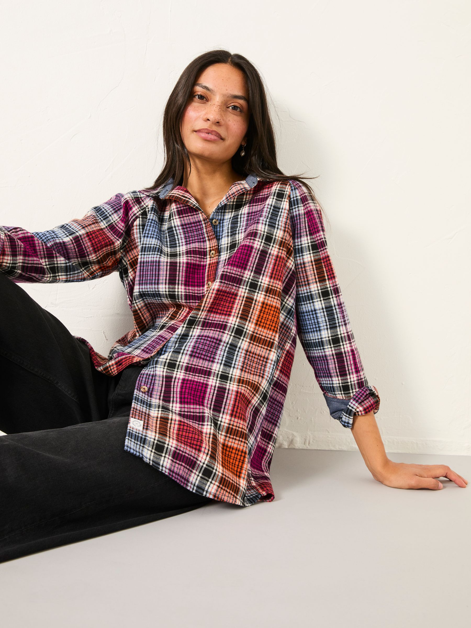 Bessie Plum Purple Check Shirt | FatFace USA