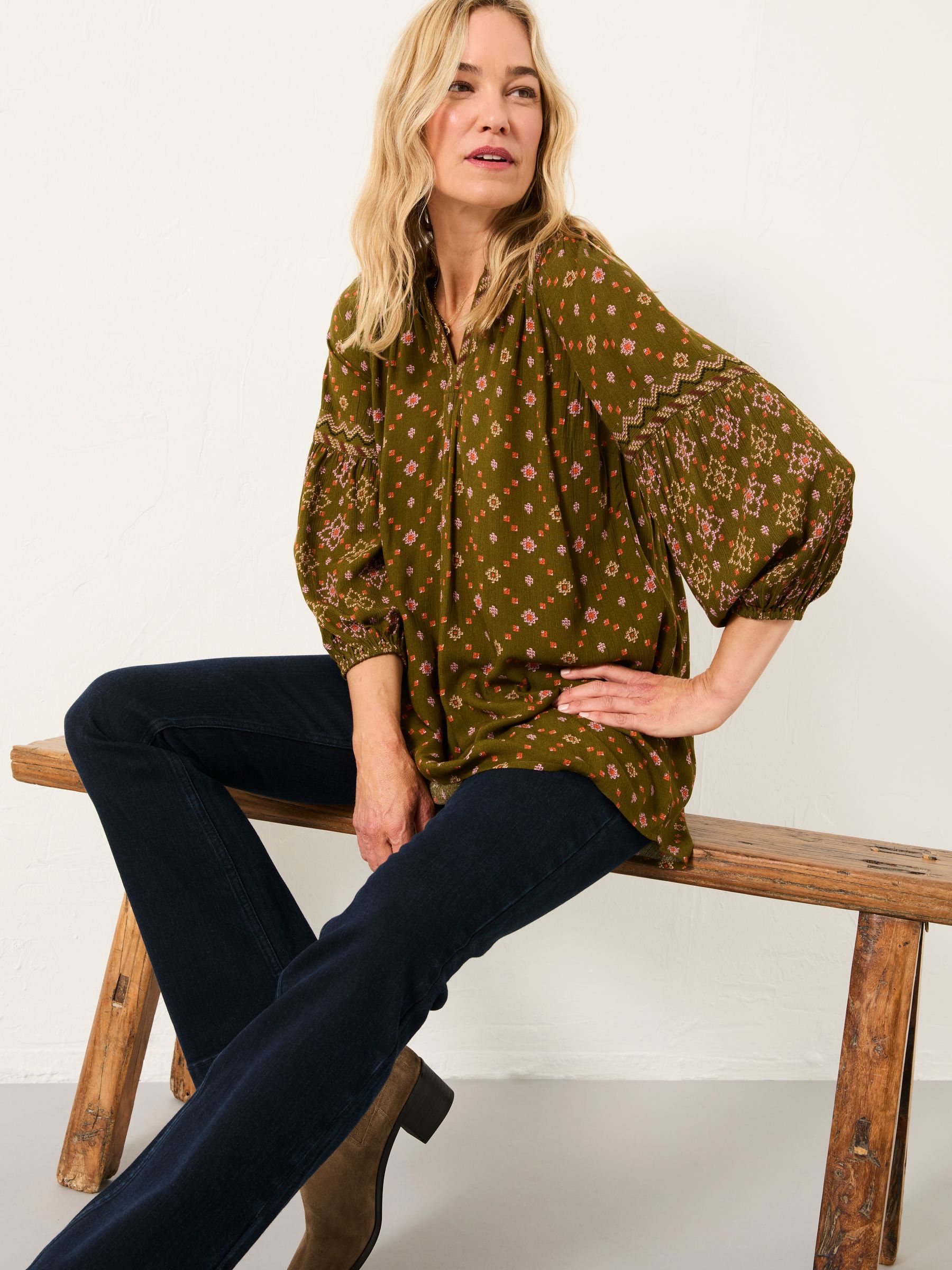 Charlie Olive Green Stitch Tunic - Image 3 of 5