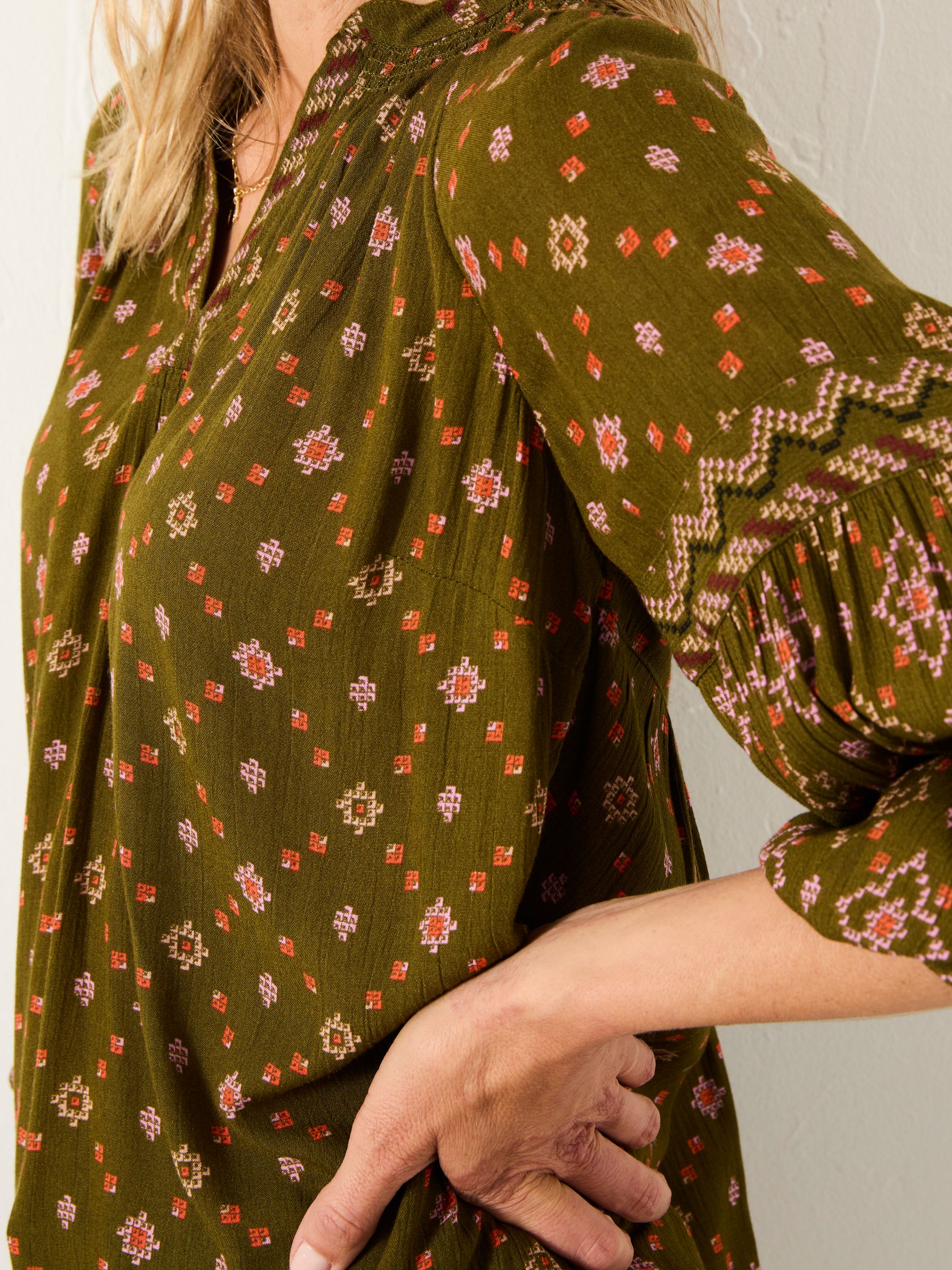 Charlie Olive Green Stitch Tunic - Image 4 of 5