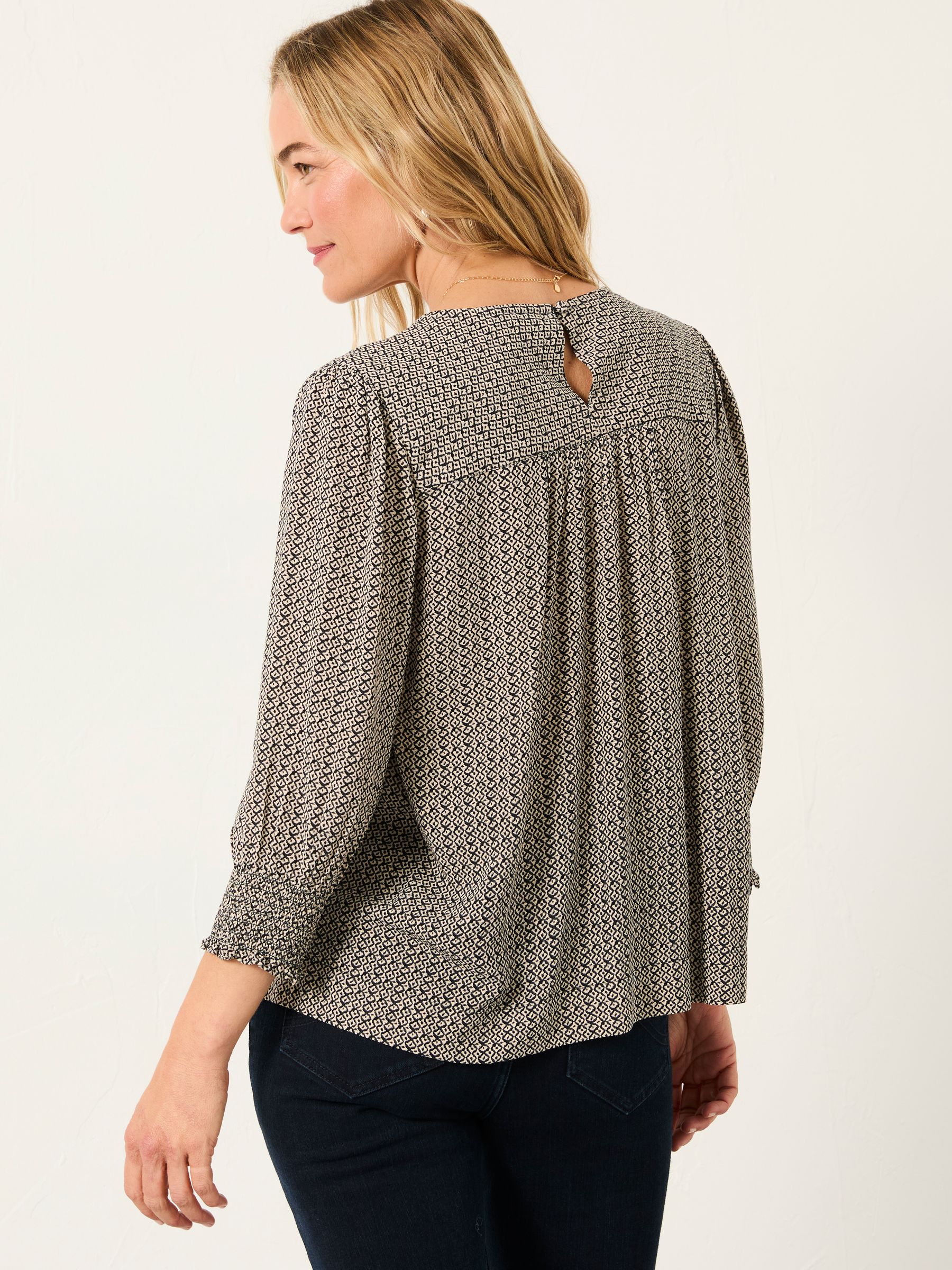 Shelley Dark Natural Ikat Geo Blouse - Image 2 of 5